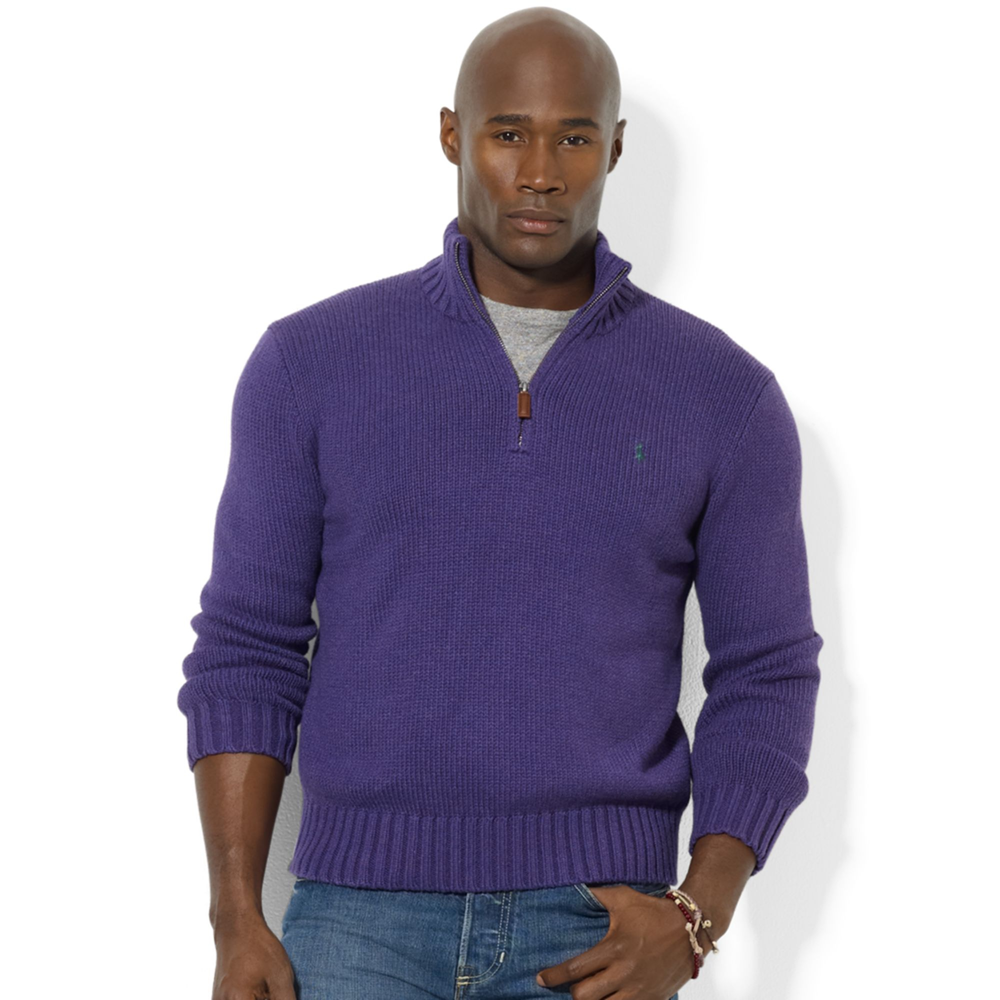 purple half zip sweater