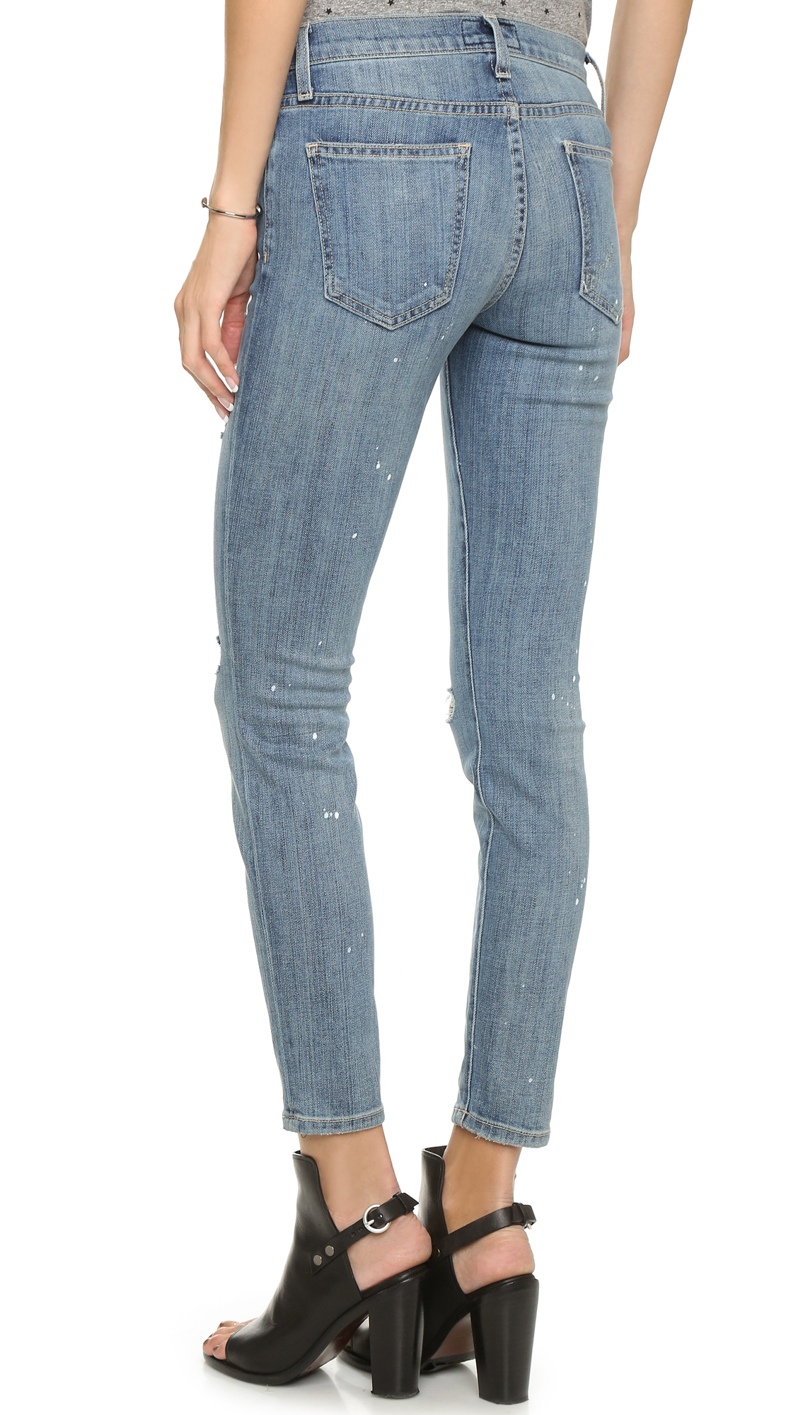 Current/Elliott The Stiletto Jeans - Super Loved Destroy W/ Paint in Blue |  Lyst