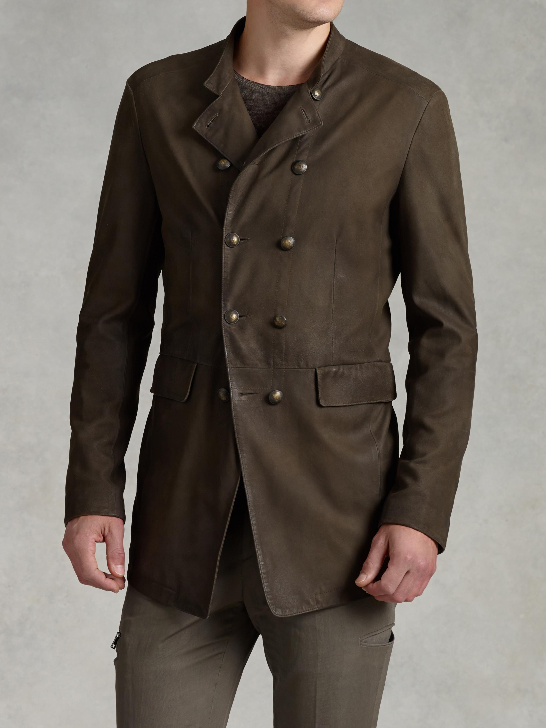 John Varvatos Double-breasted Goat Suede Coat in Brown for Men | Lyst