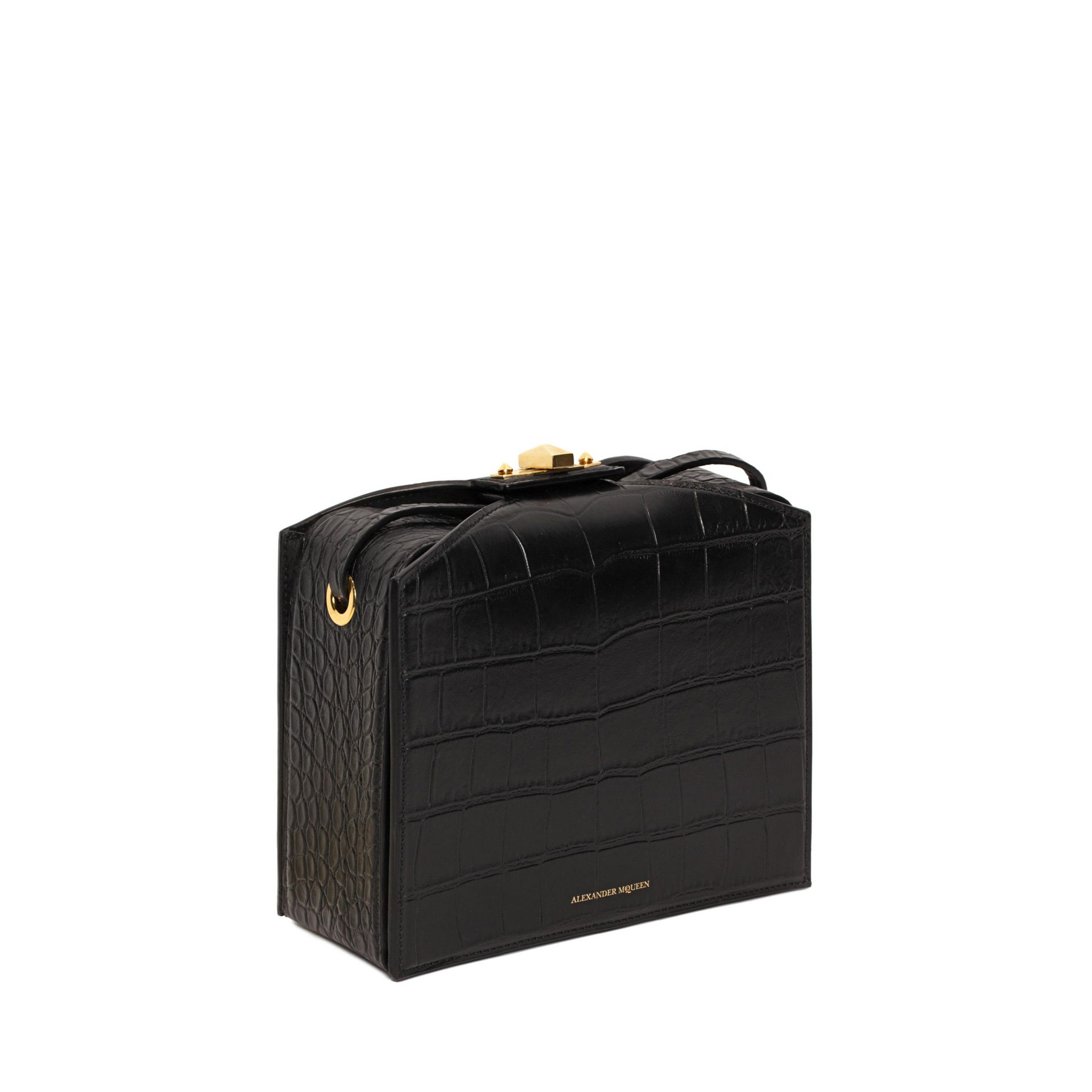 Lyst - Alexander mcqueen The Box Bag In Soft Croc in Black