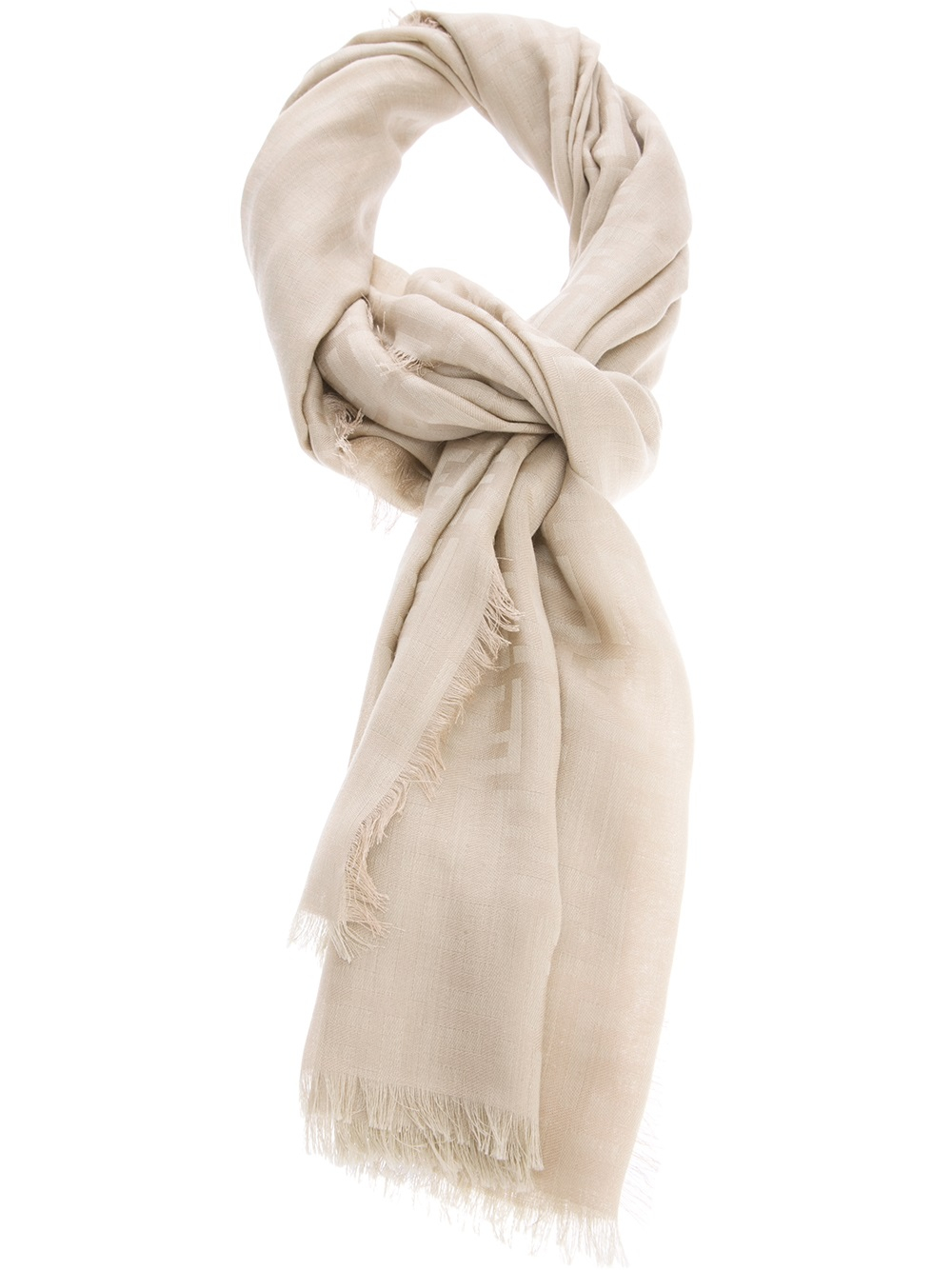 fendi beige wool and silk scarf