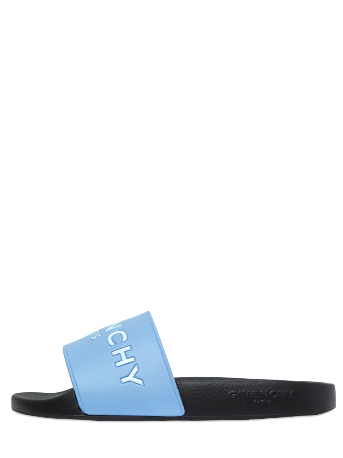 Givenchy 20mm Logo Embossed Slide Sandals in Blue | Lyst