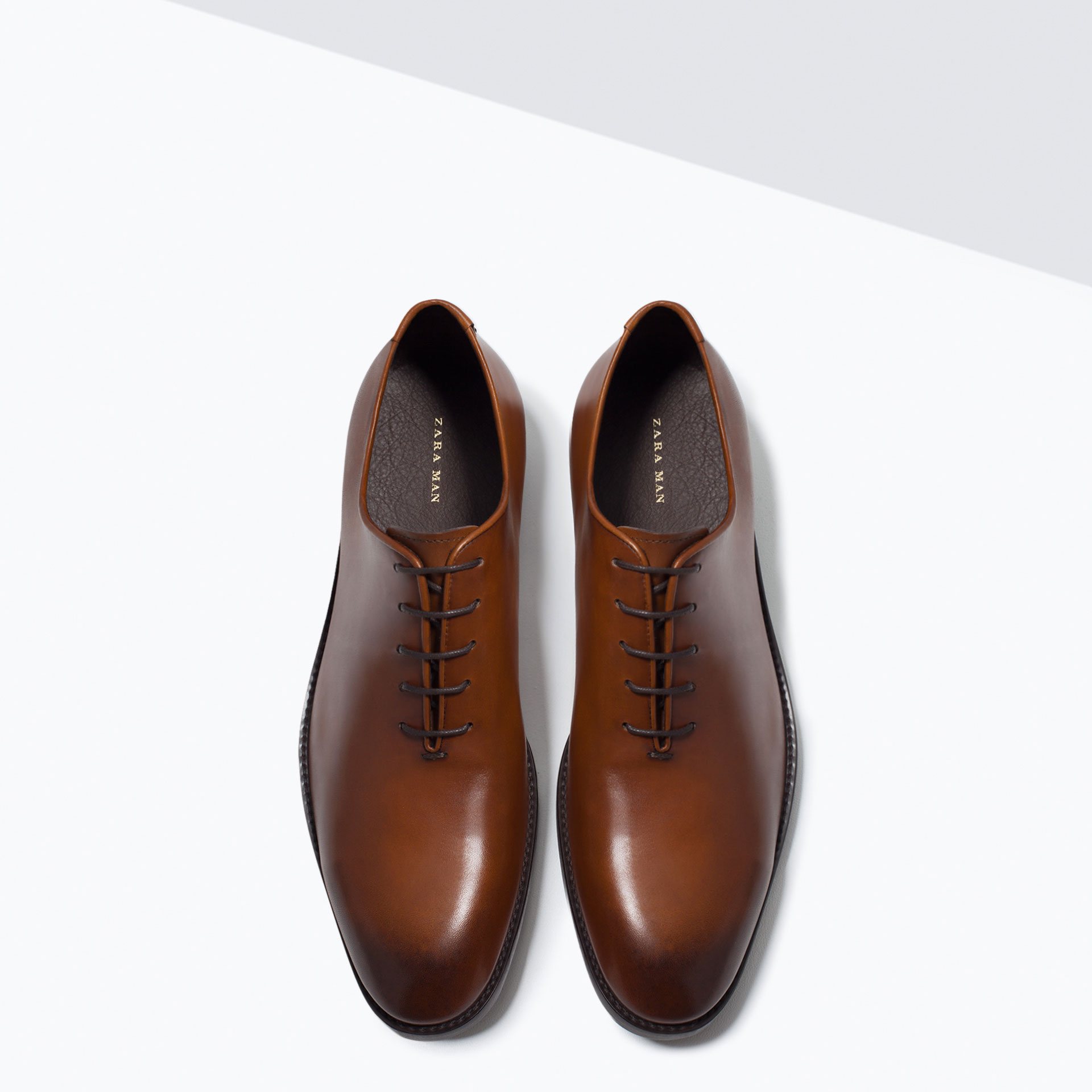  Zara  One Piece Leather Shoes  in Brown for Men  Lyst