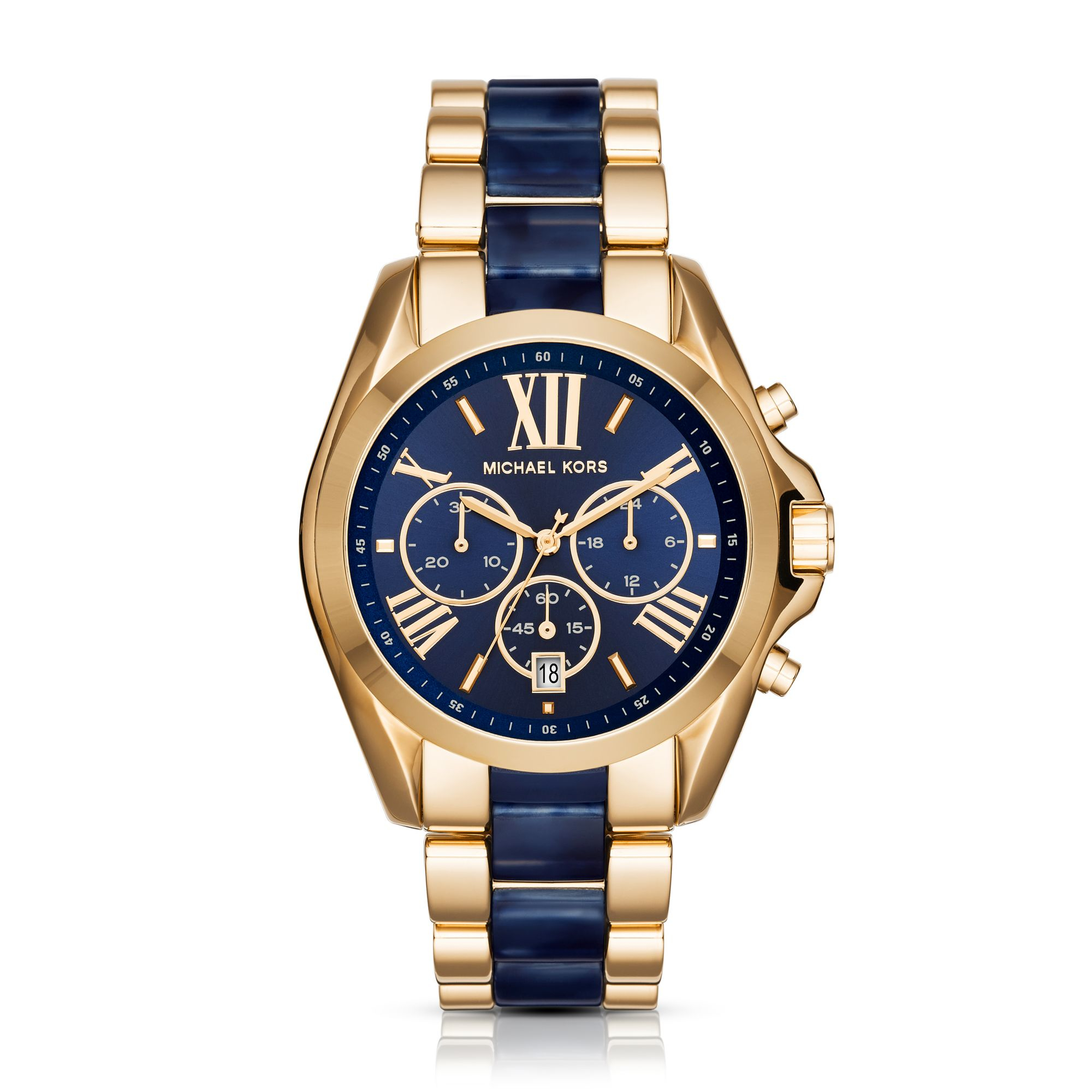 navy and gold watch