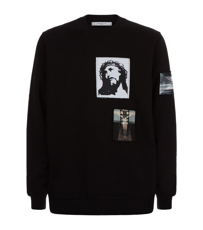 GIVENCHY- Jesus Printed Cotton Sweatshirt / スウェットシャツ GIVENCHY Size SM Black Jesus Patchwork Cotton Oversized