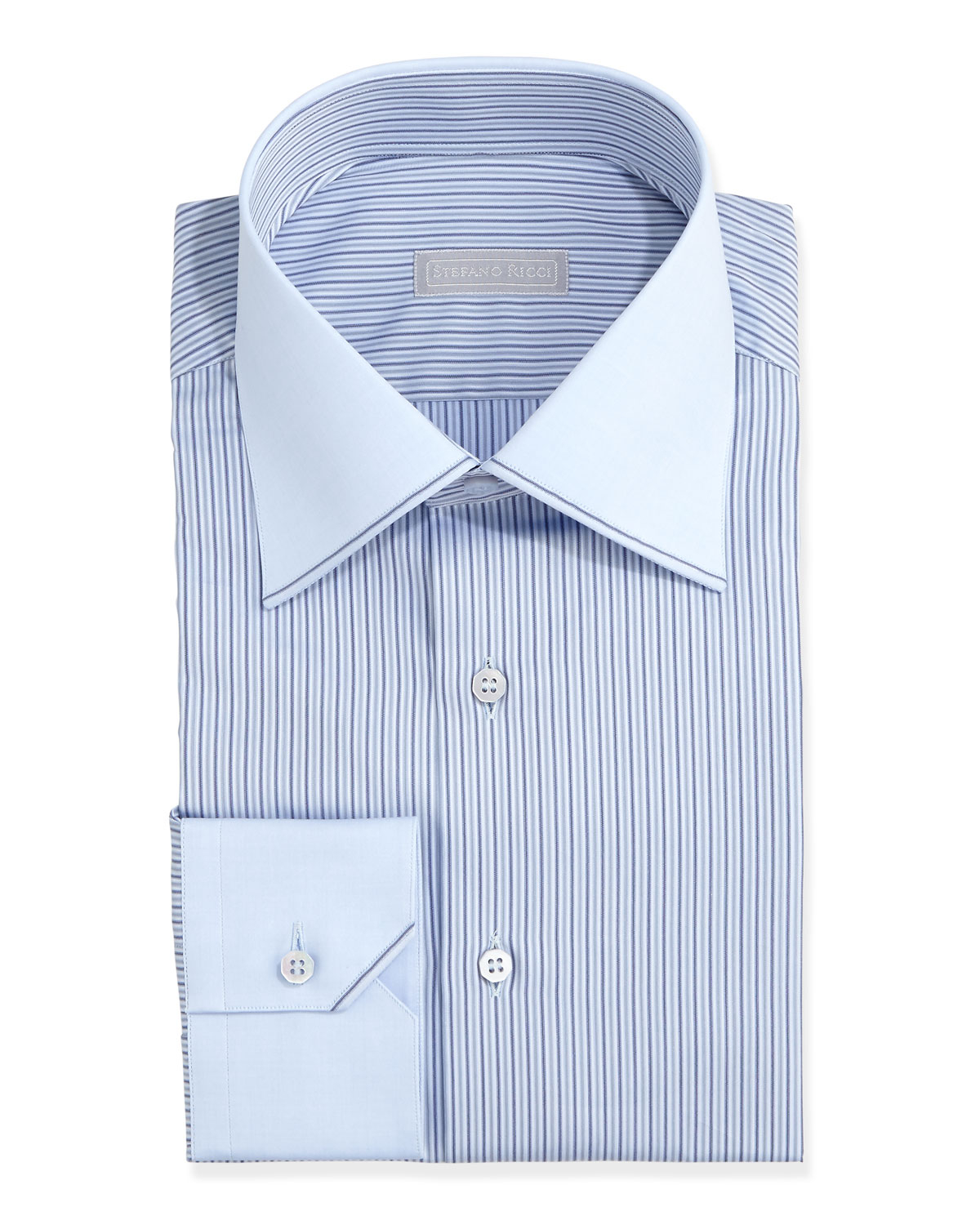 contrast collar striped shirt