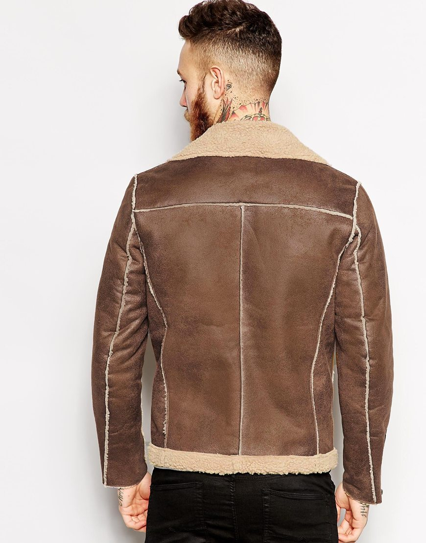 faux leather shearling jacket
