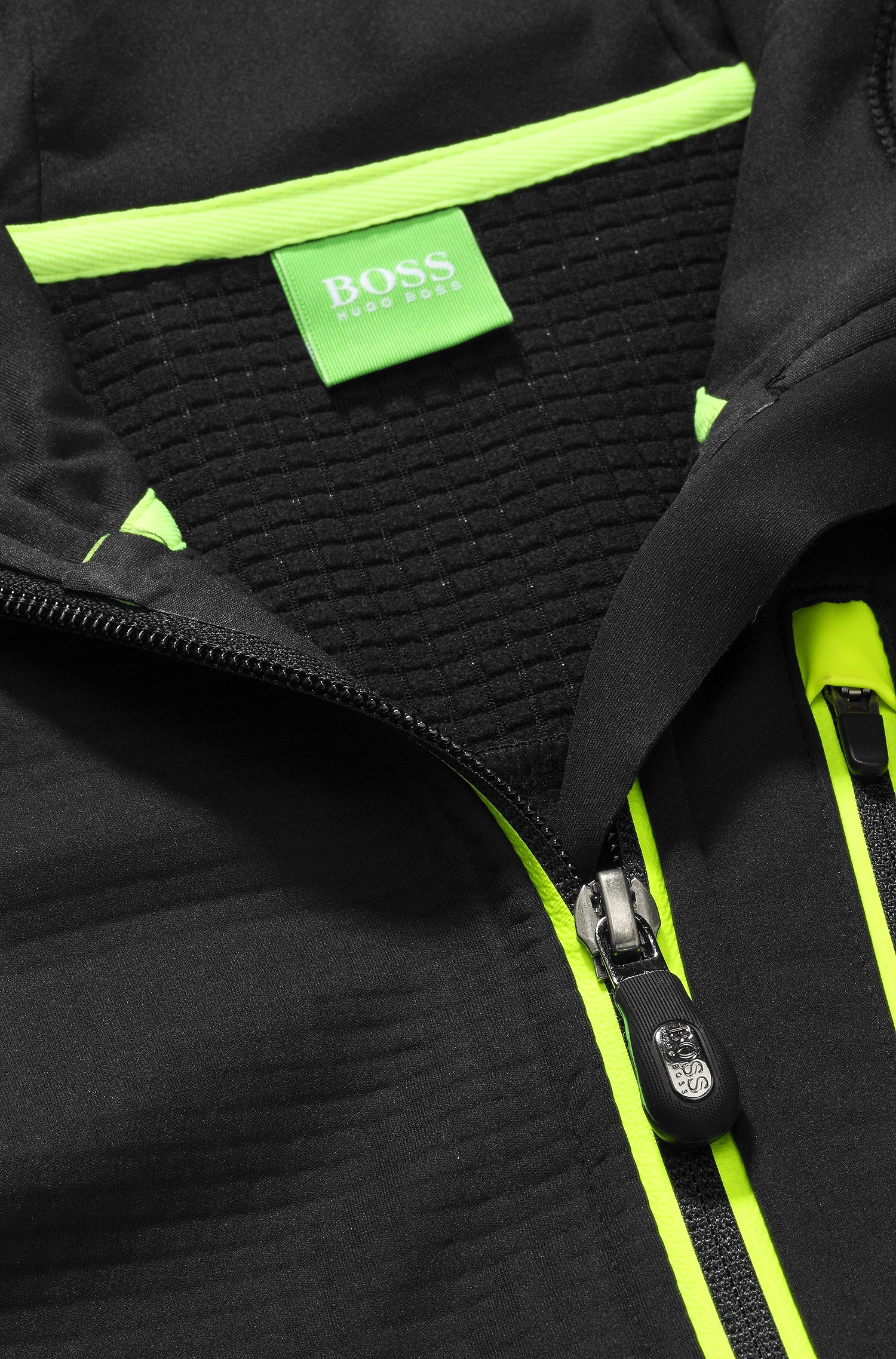 BOSS Hooded Sweatshirt Jacket 'Sorajos' Neon Detailing in Black for | Lyst Canada