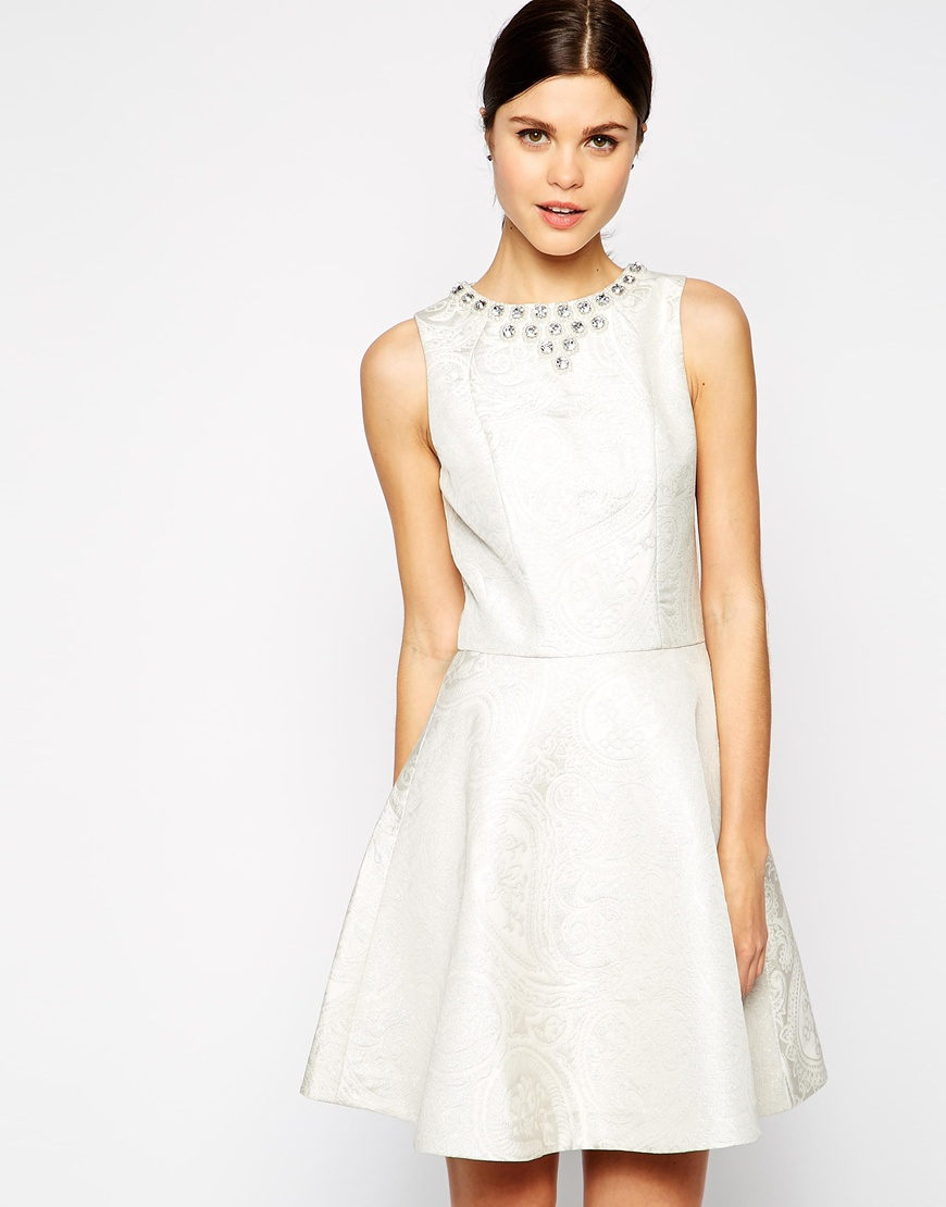 ted baker white and gold dress