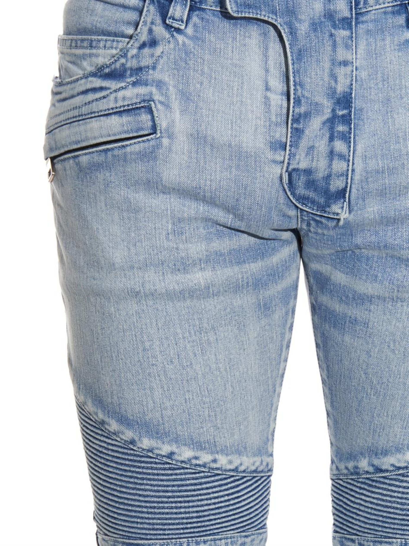 Balmain Skinny-Leg Ripped Biker Jeans in Blue for Men | Lyst