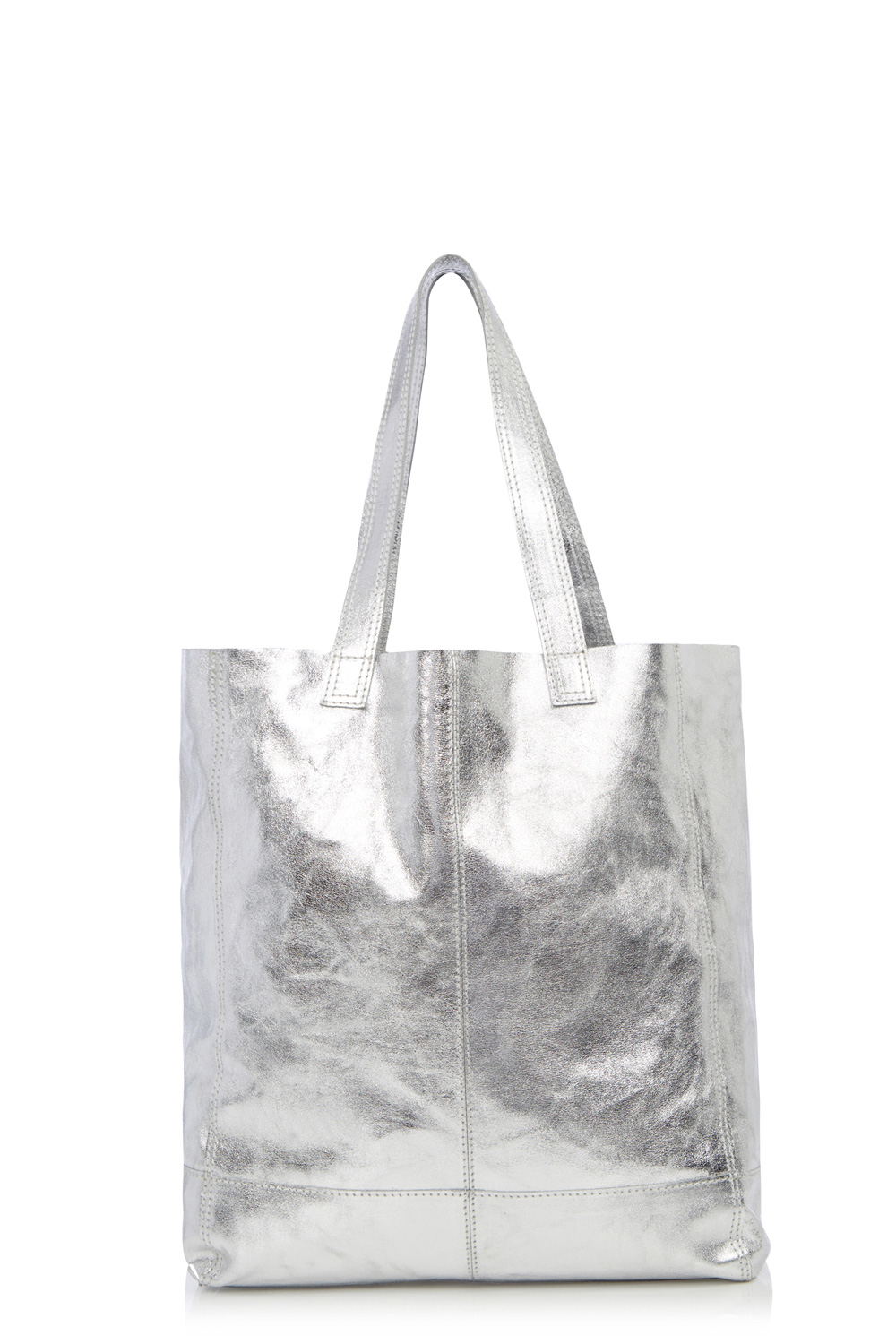 for laptop books enough big bag and Oasis Lyst Shopper Metallic Leather Silver in