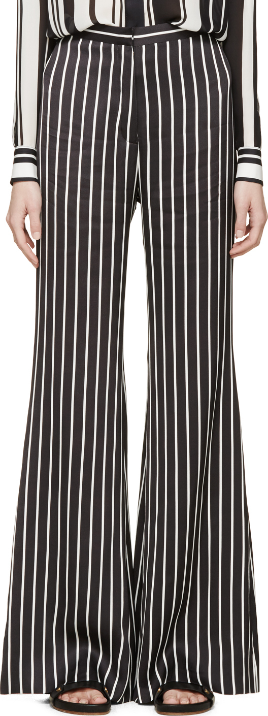 black striped flared trousers