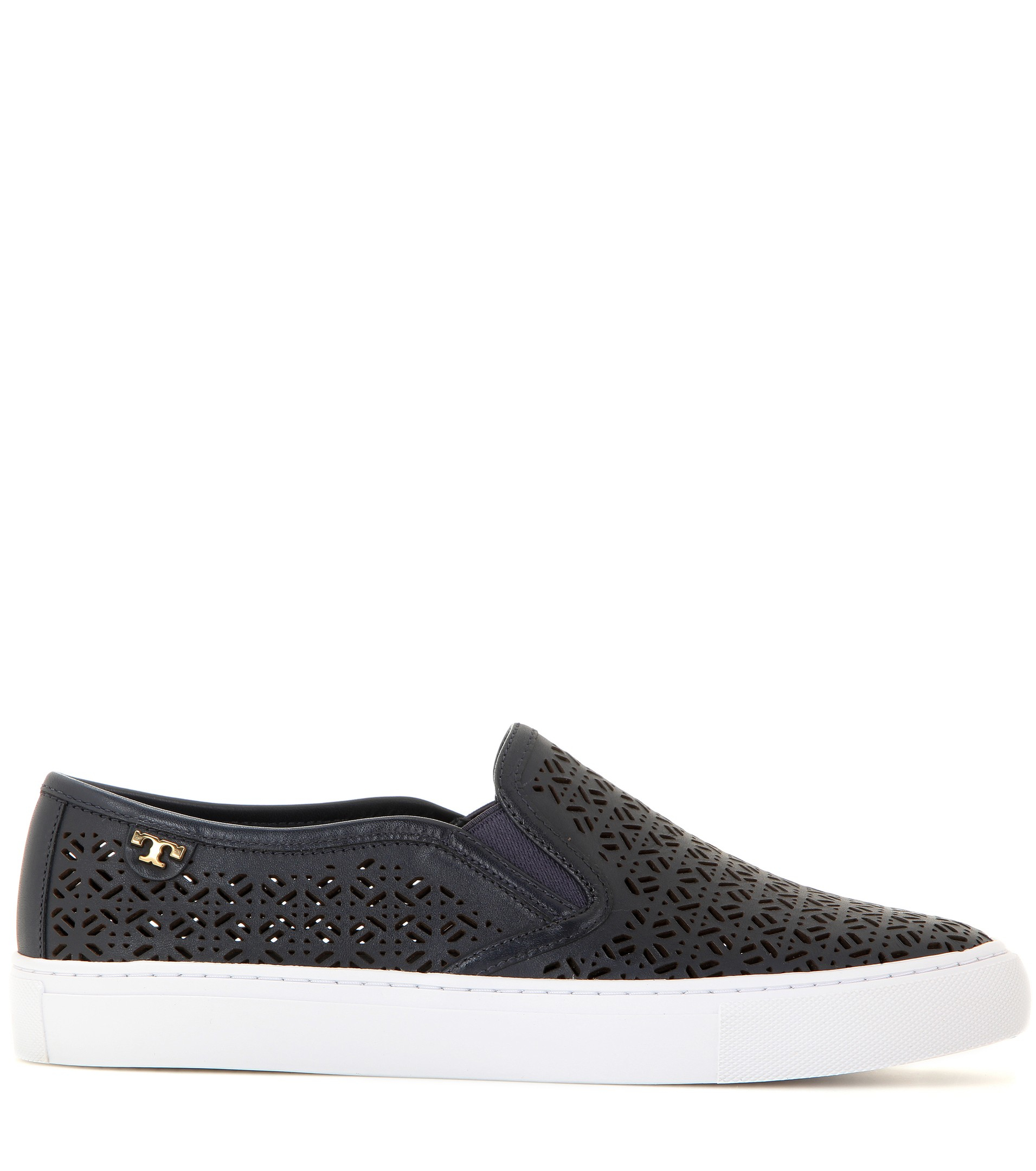 Tory Burch Lennon Perforated Leather Slip-on Sneakers in Black | Lyst
