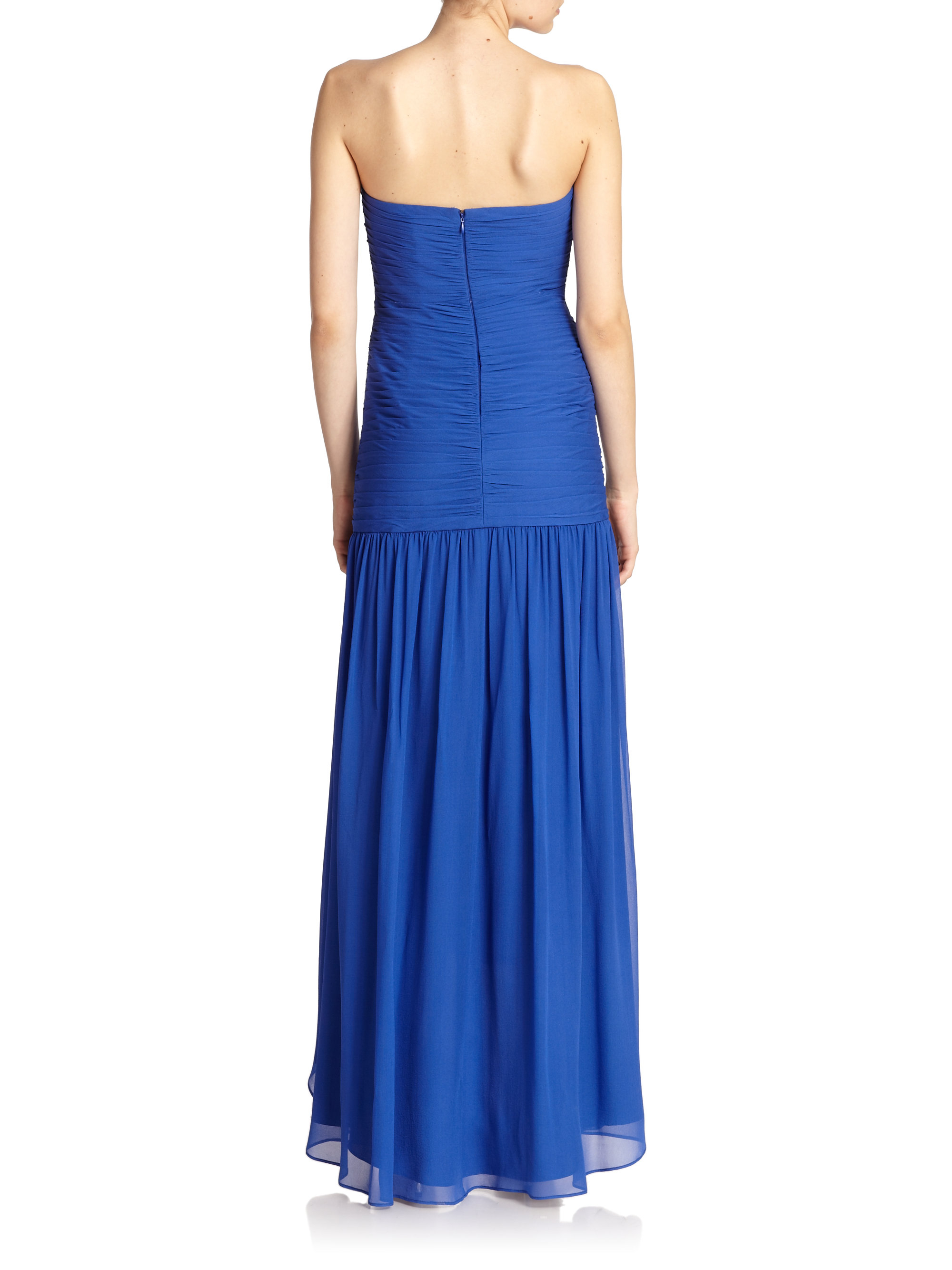 shirred chiffon gown