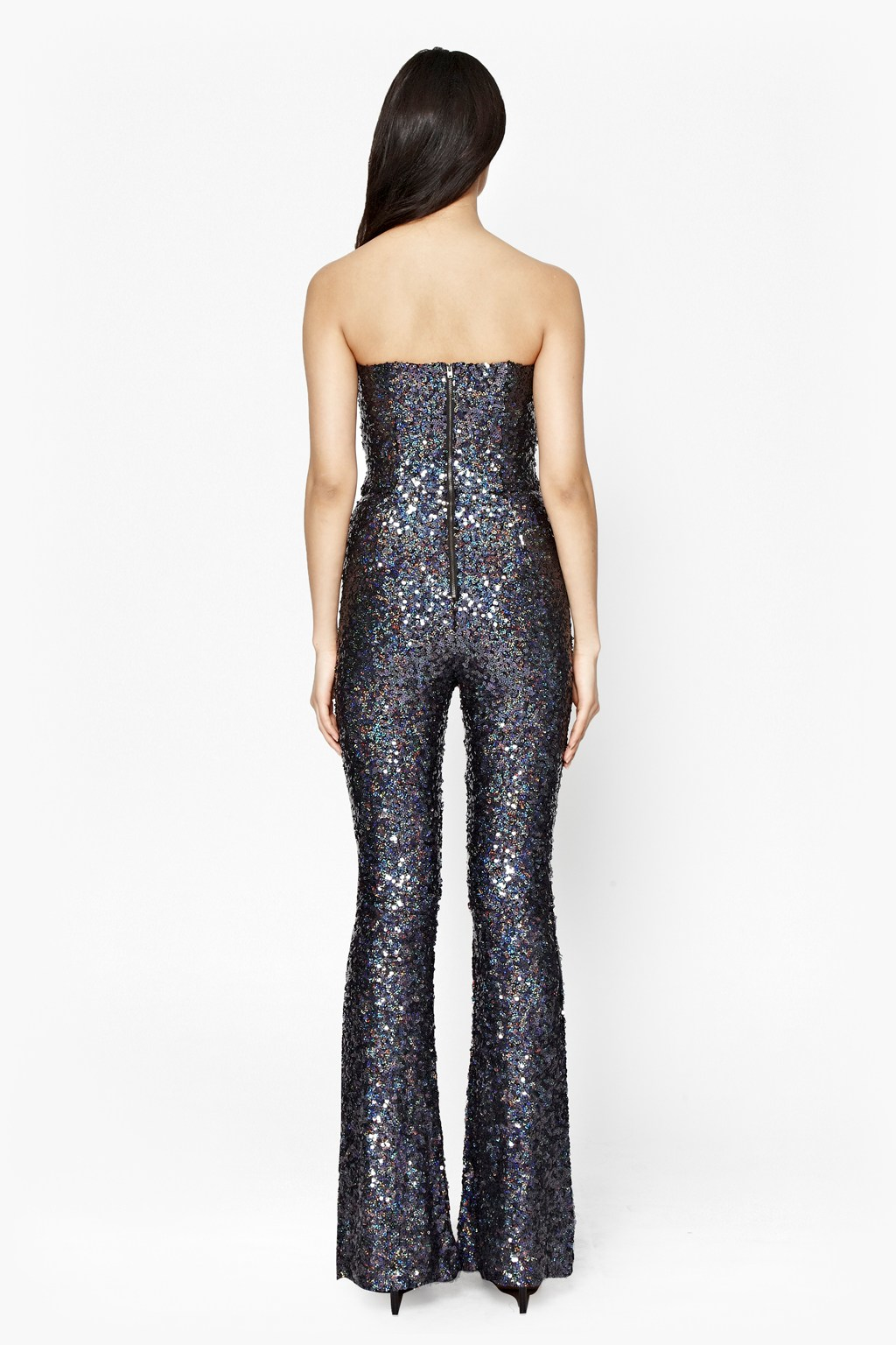 French Connection Synthetic Lunar Sparkle Sequin Jumpsuit in Charcoal ...