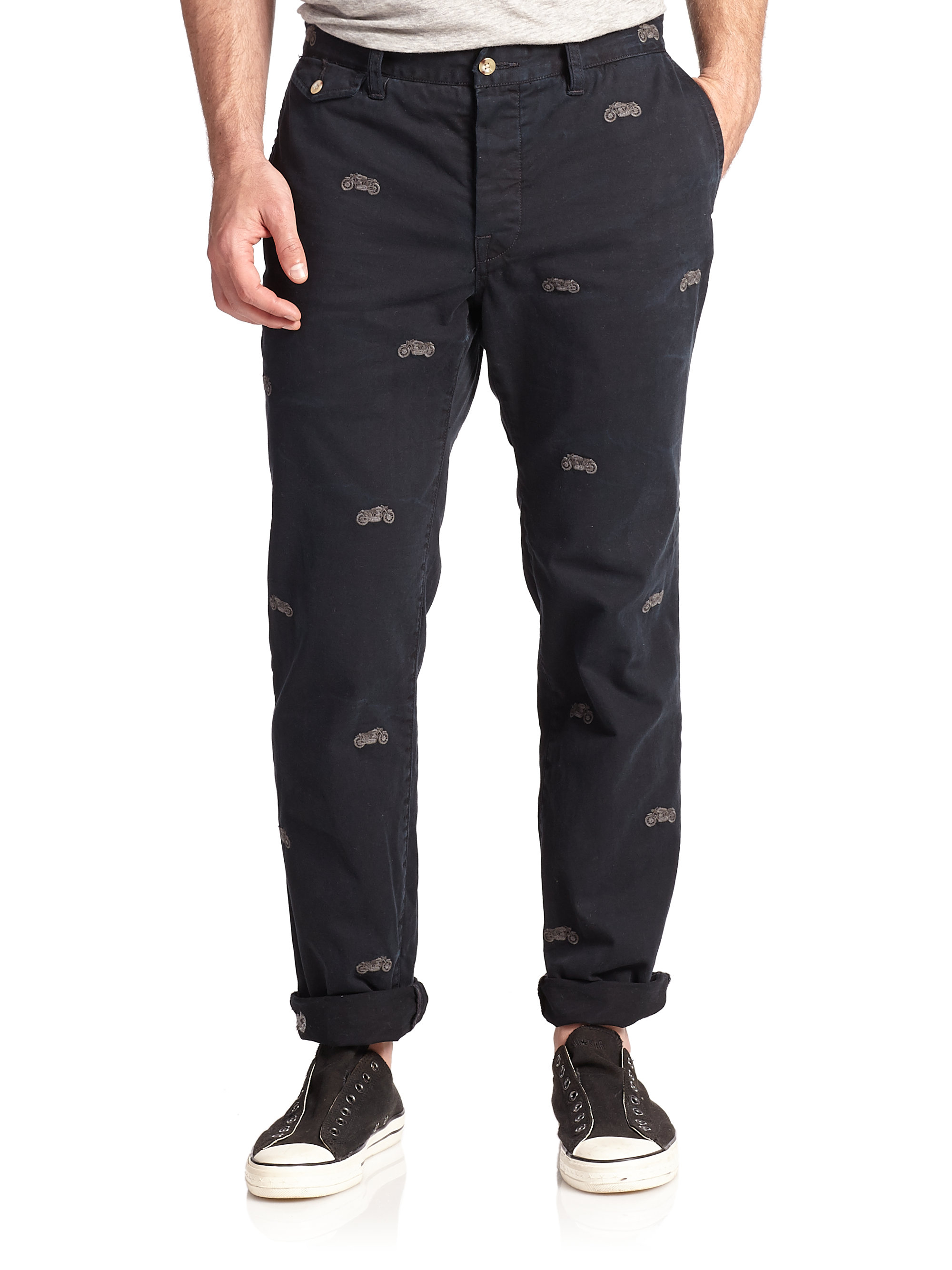 Polo ralph lauren Straight-Fit Embroidered Chino Pants in Black for Men ...