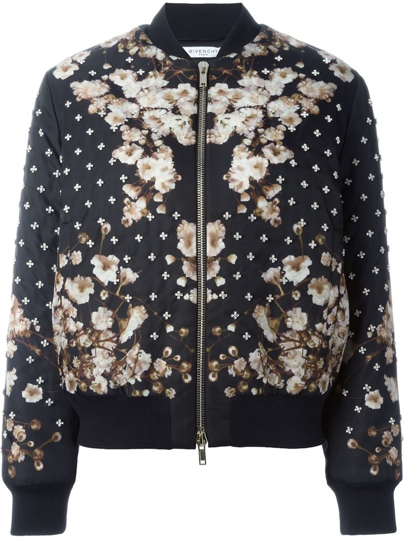 Givenchy Floral Bomber Jacket in Black | Lyst