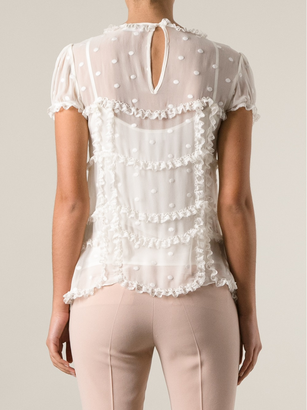 white dot blouse