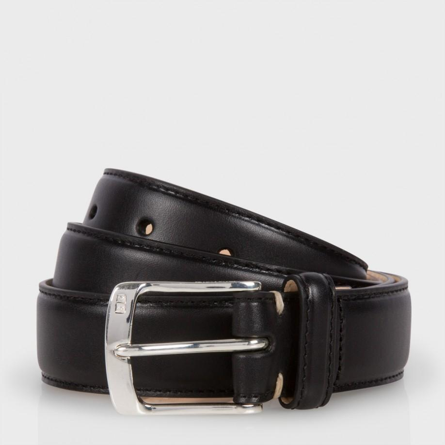 Paul smith Black Leather Suit Belt With Silver Plated Buckle in Black for Men | Lyst