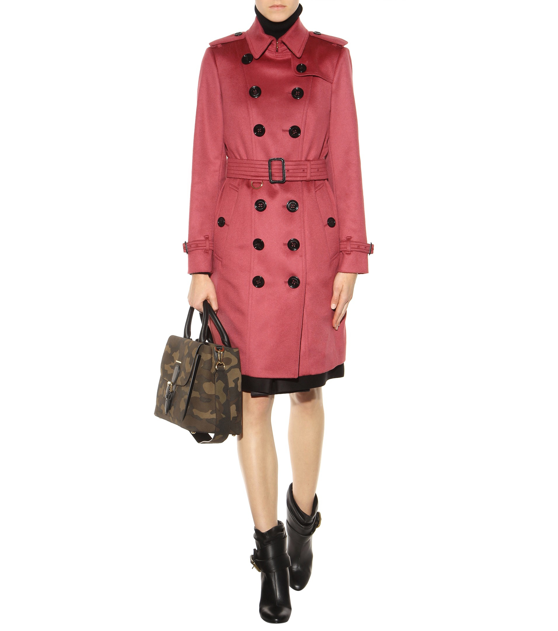 Burberry Cashmere Trench Coat in Pink - Lyst