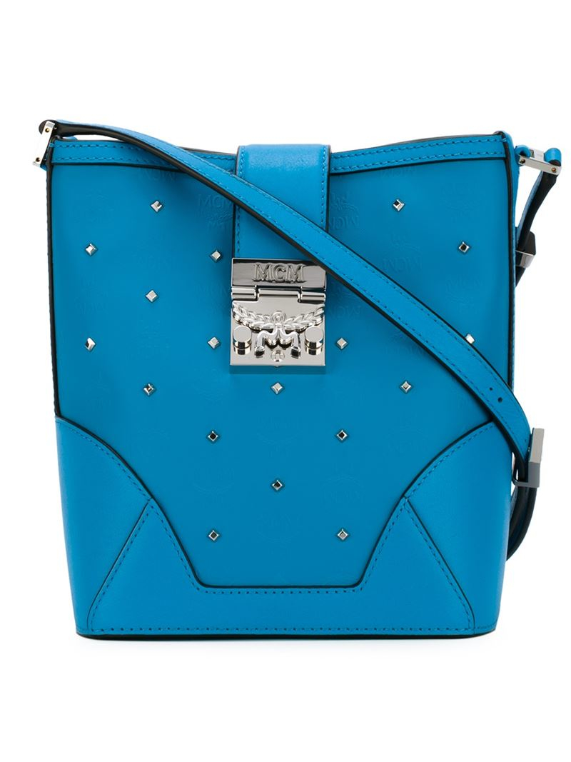 MCM Leather Mini Claudia Crossbody Bag in Blue - Lyst