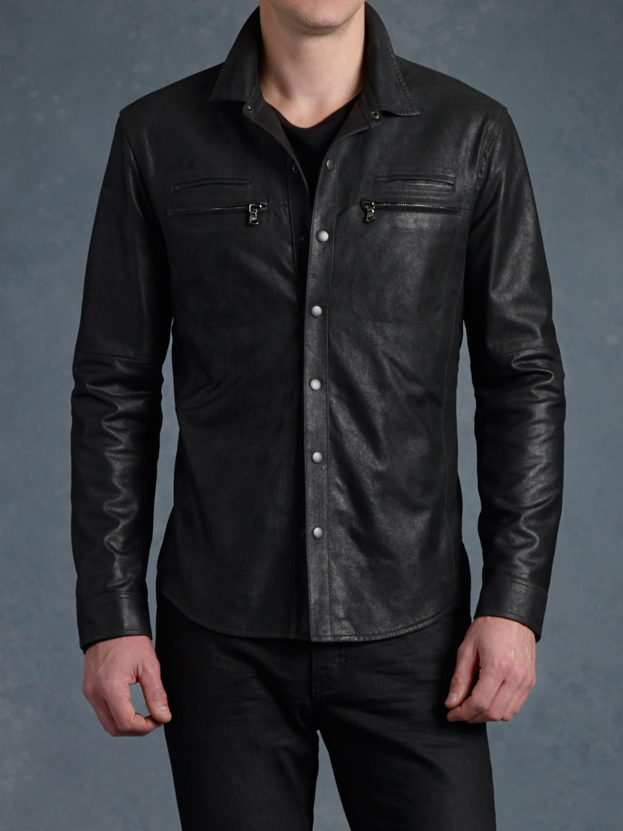 John varvatos Zipper Pocket Shirt Jacket in Black for Men | Lyst