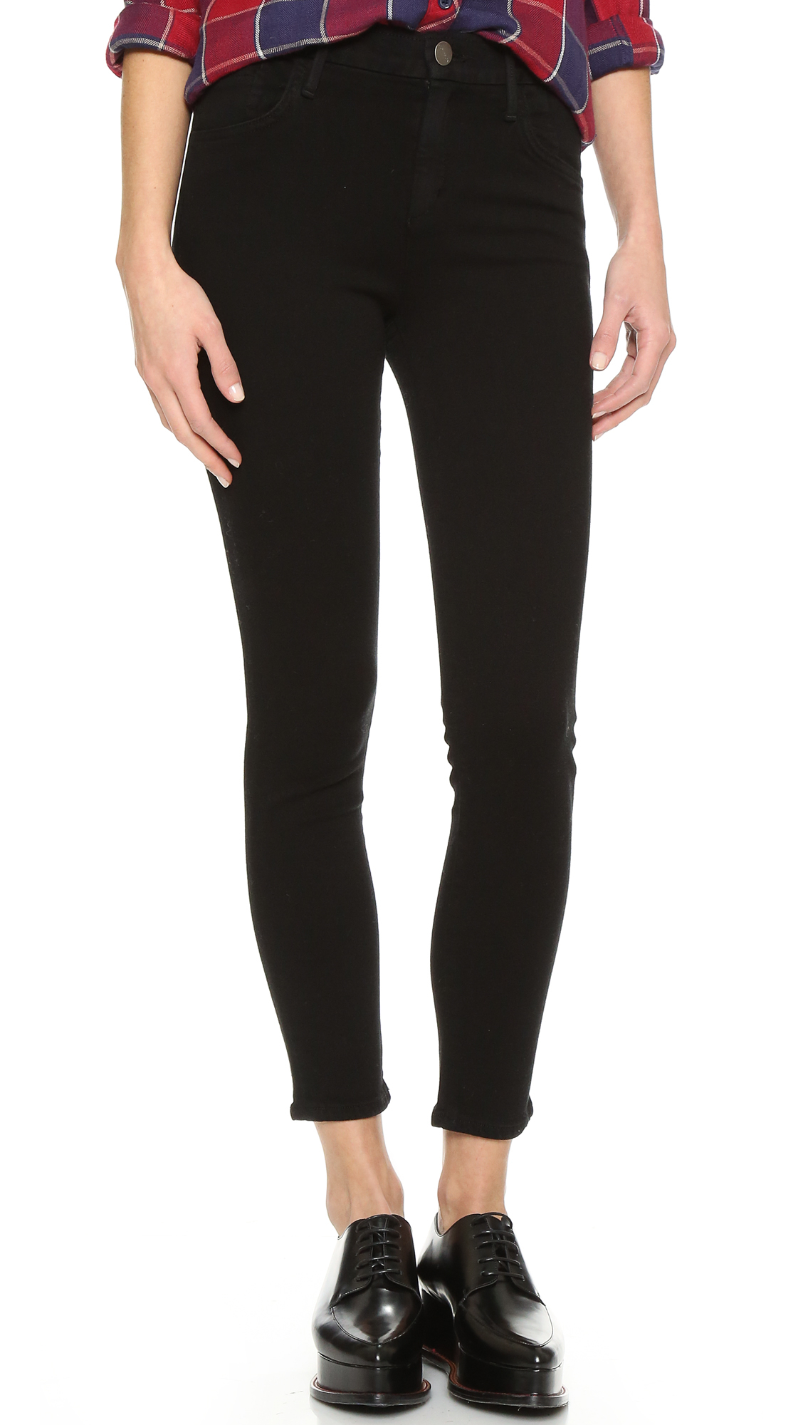 The Comfort high-rise bootcut jeans in black - Goldsign