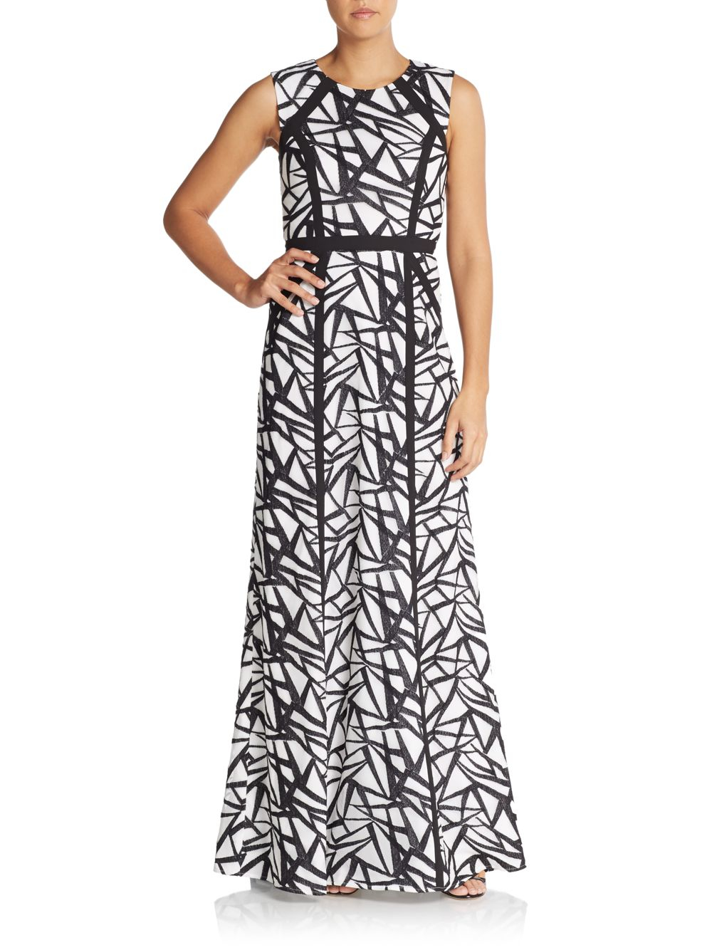 bcbg black and white gown