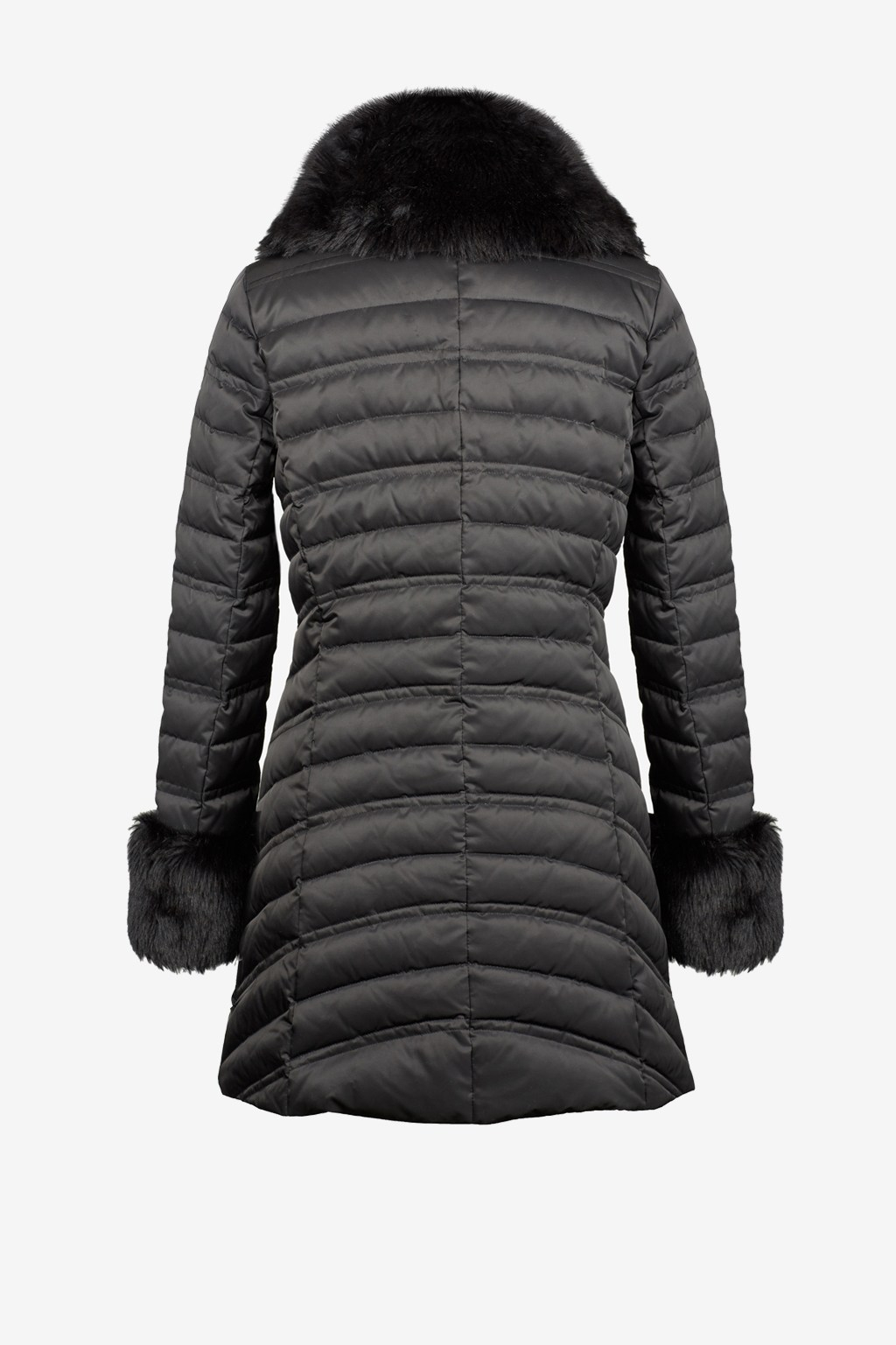 Lyst - French Connection Faux Fur Collar Puffer Coat in Black