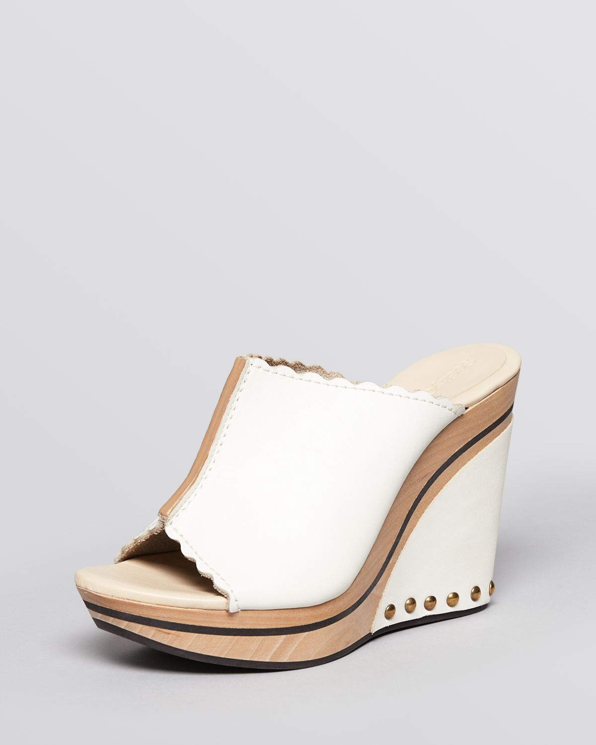 white wedge mules