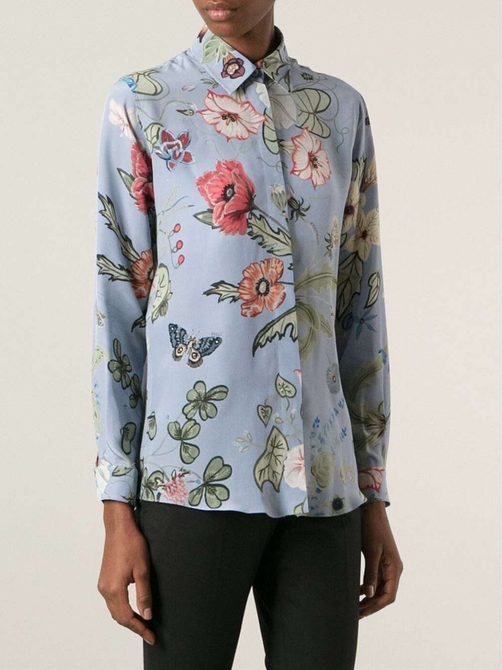 Gucci 'Flora' By Kris Knight Shirt in Blue | Lyst
