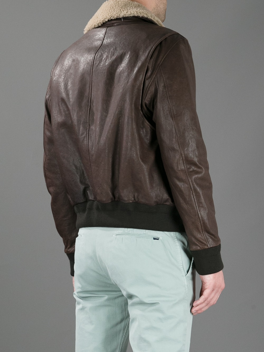 Hackett Leather Flight Jacket in Brown for Men - Lyst