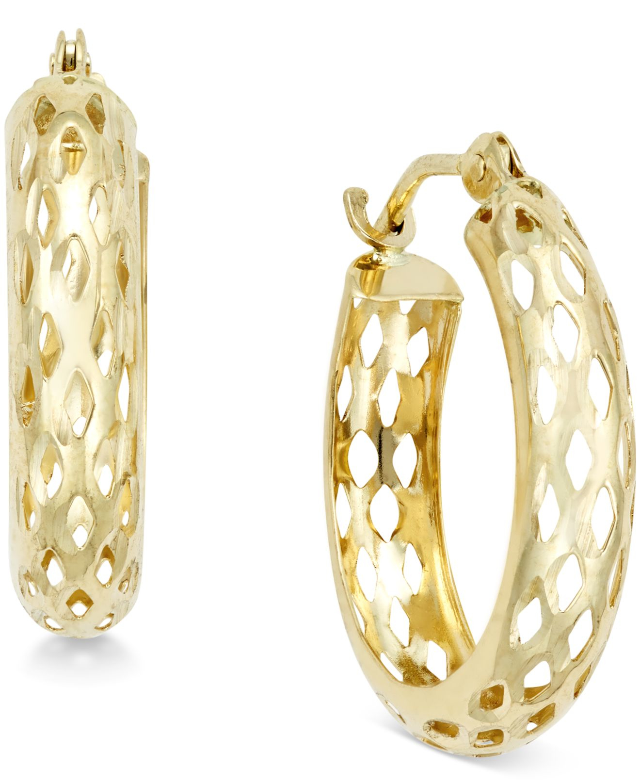 Macy's Diamond-cut Mesh Hoop Earrings In 10k Gold in Gold (Yellow Gold ...
