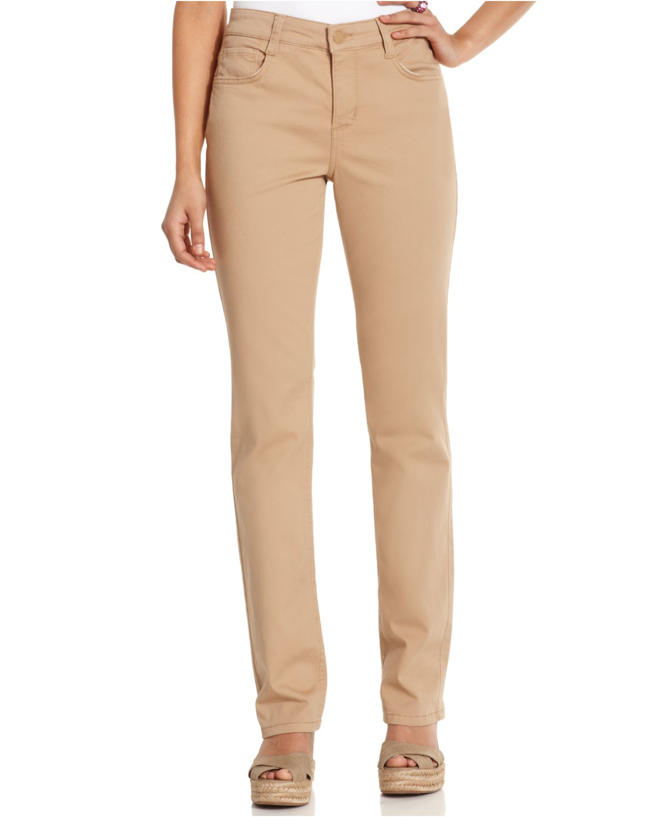 Jones New York Signature Lexington Straight Leg Pants In Brown Lyst