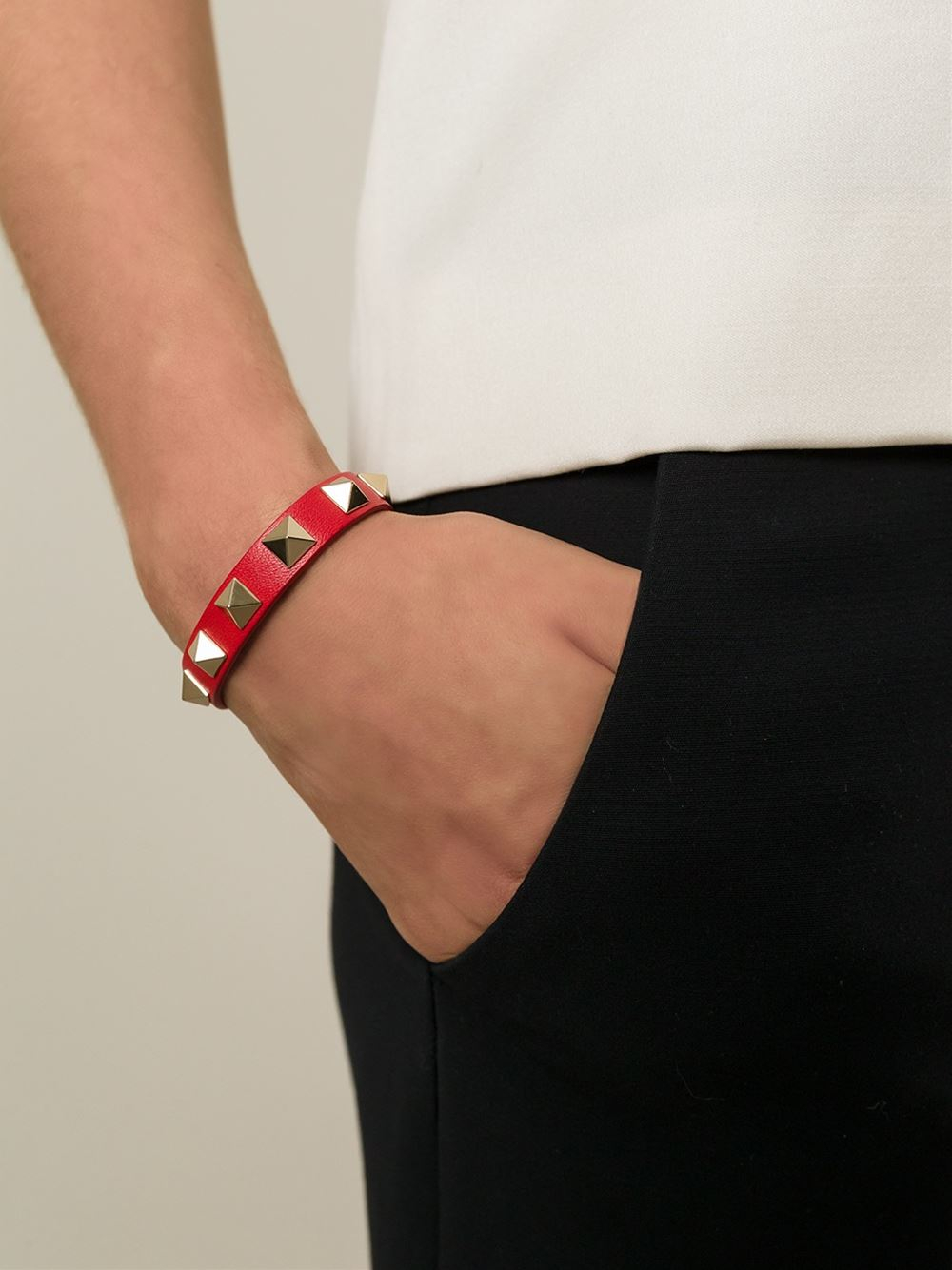Valentino 'Rockstud' Bracelet in Red - Lyst