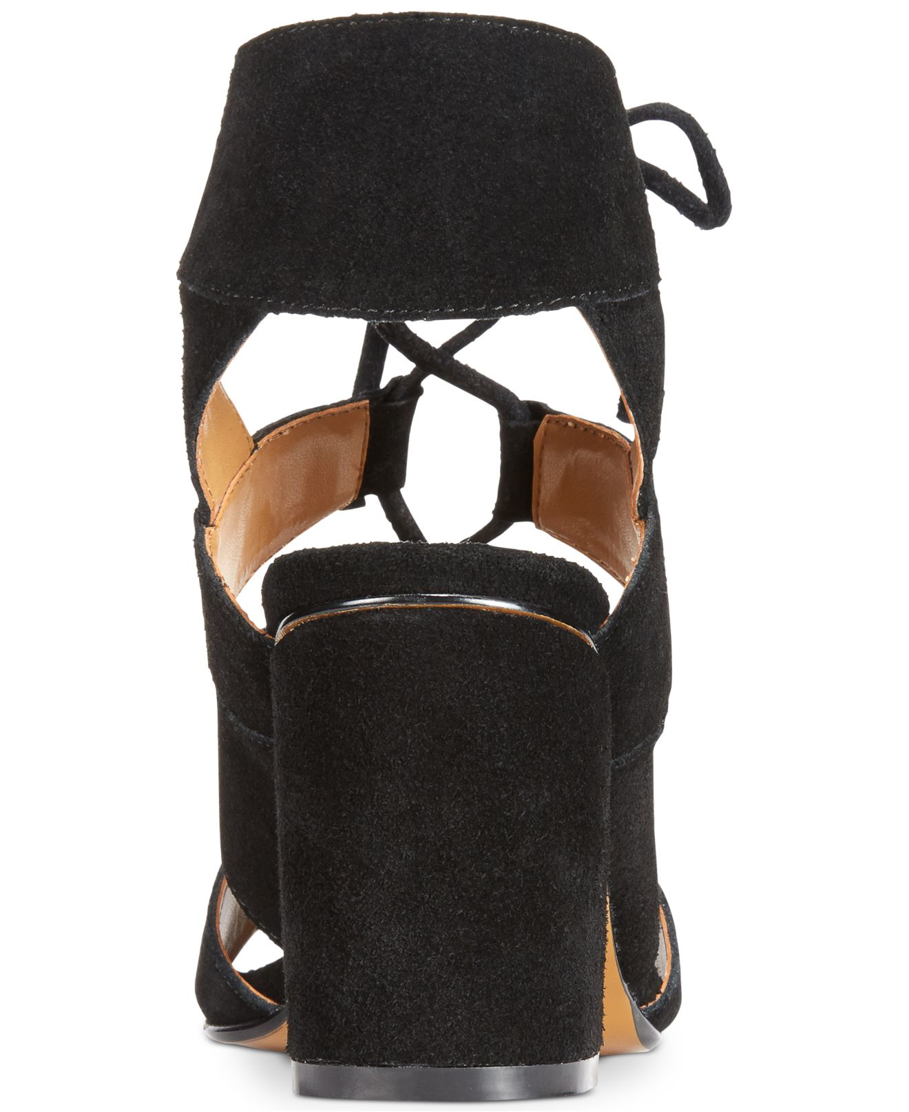 black block heel lace up sandals