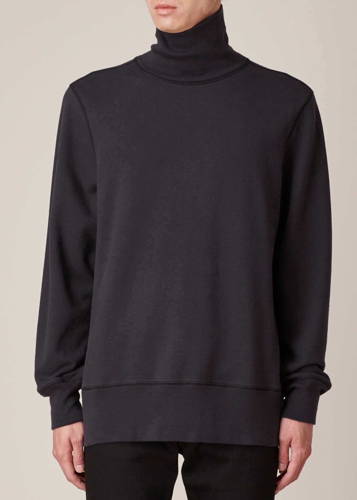 black turtleneck sweatshirt