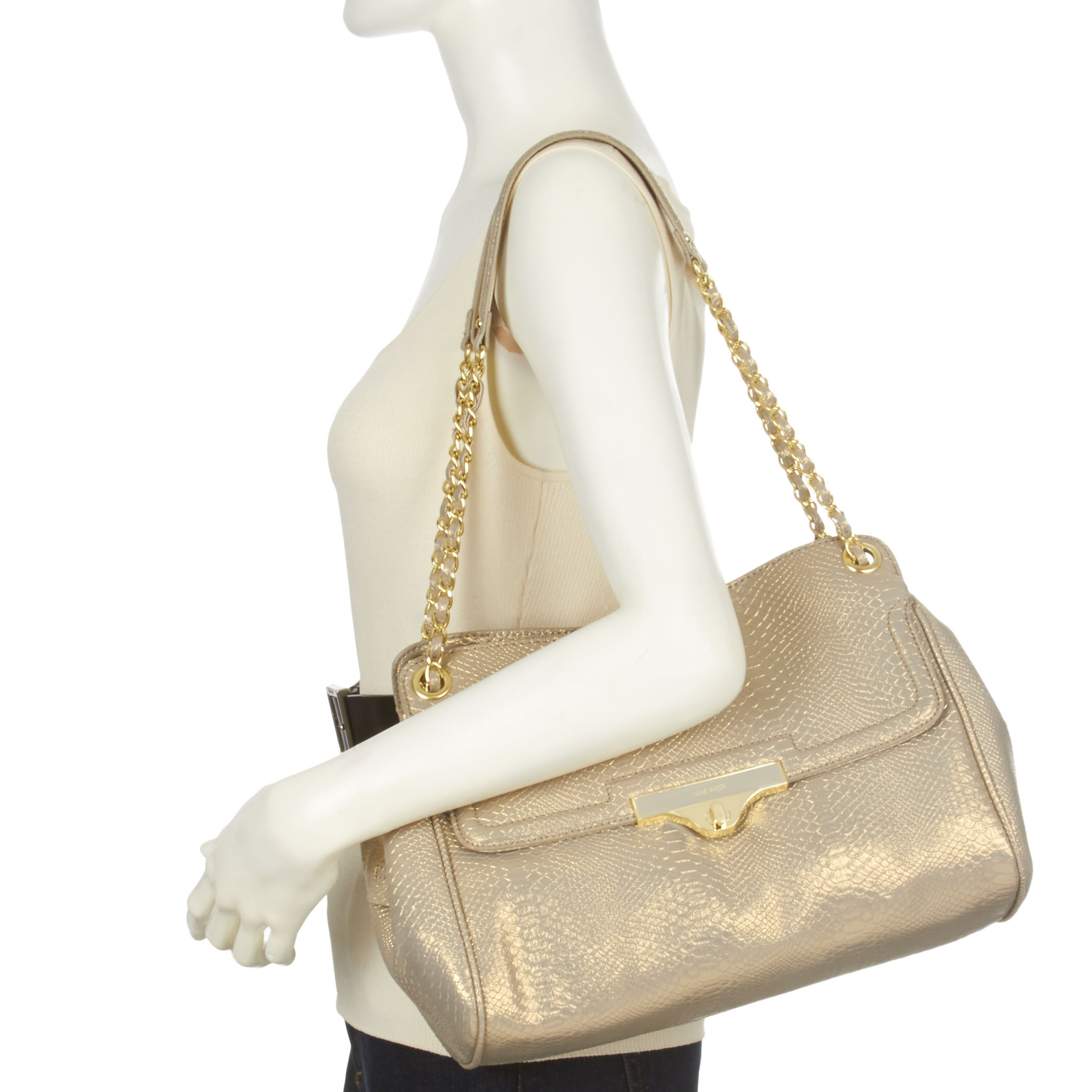 nine west gold bag