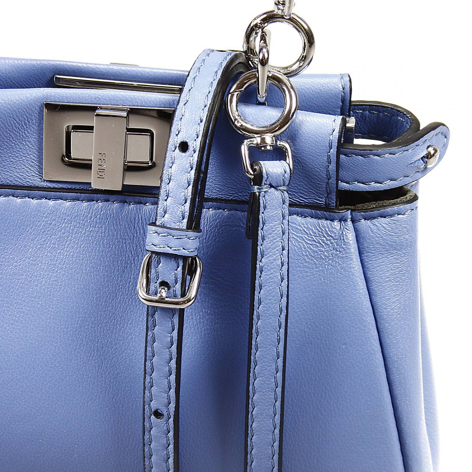 Fendi Handbag Leather With Shoulder Micro Peekaboo Bag in Sky Blue ...
