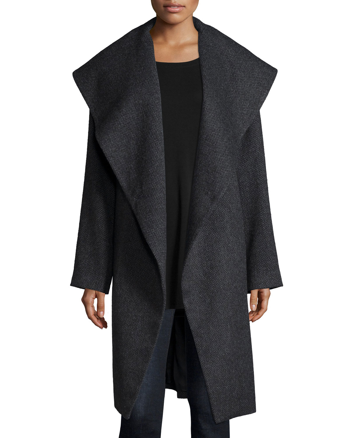 Eileen Fisher Fisher Project Alpaca Tweed Coat in Gray - Lyst