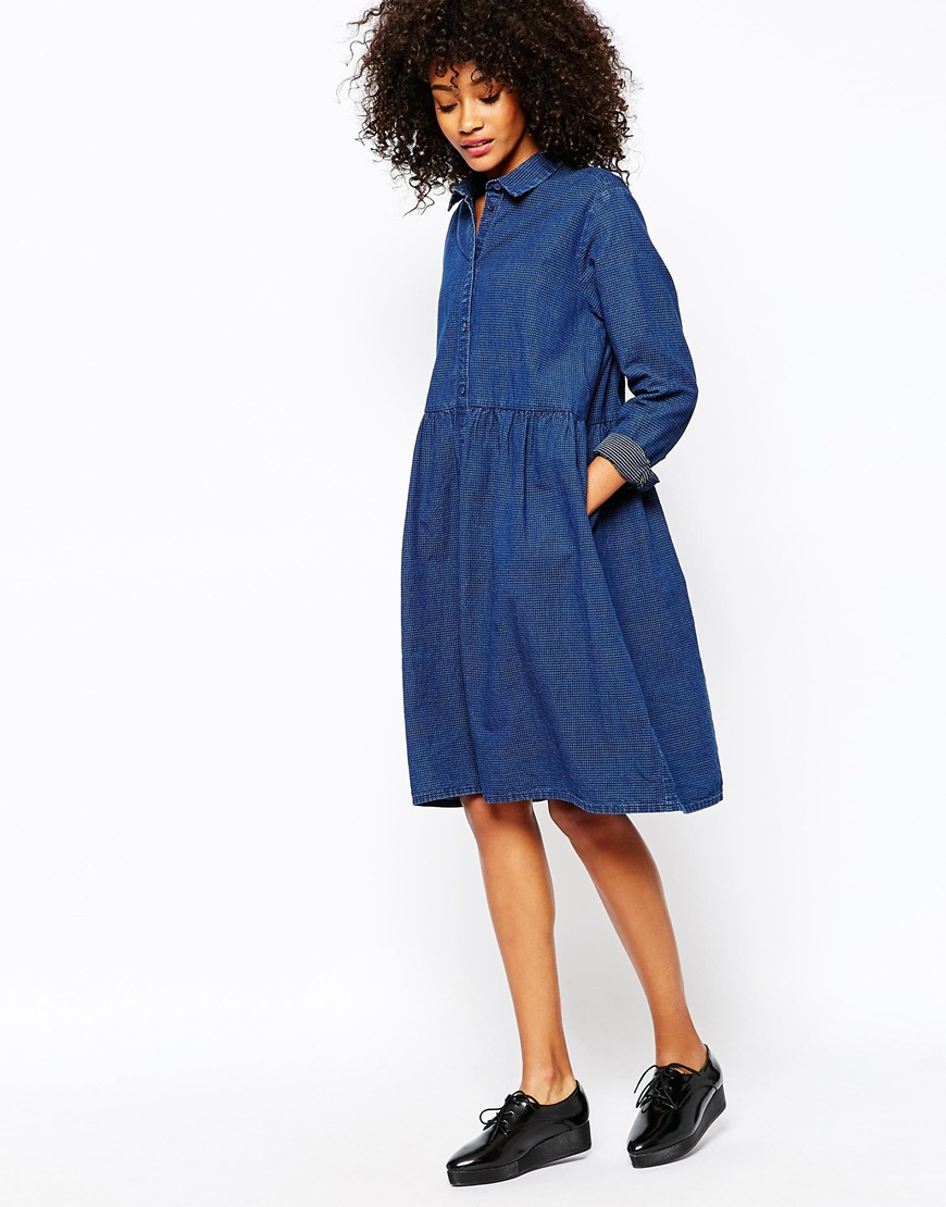 navy blue denim dress