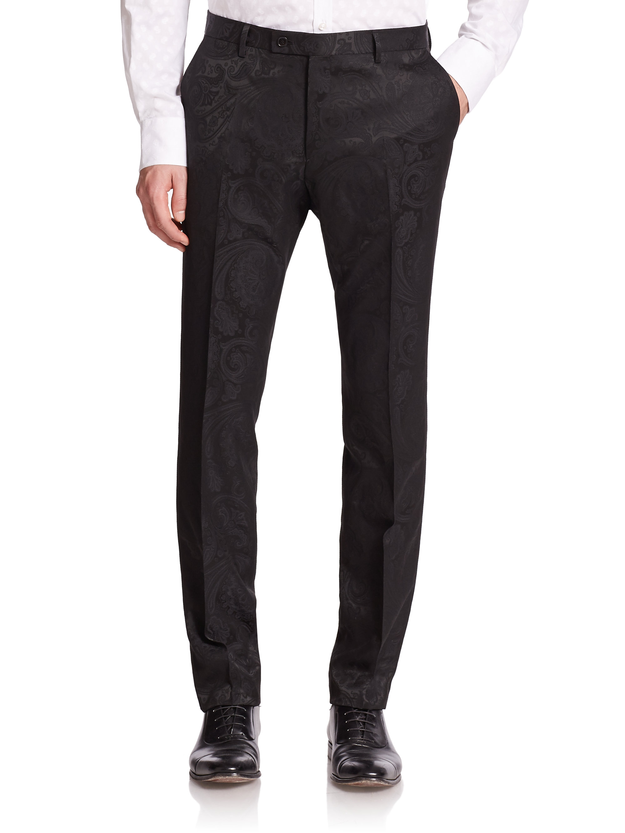 Sand Paisley Wool Dress Pants in Black for Men Save 60 Lyst