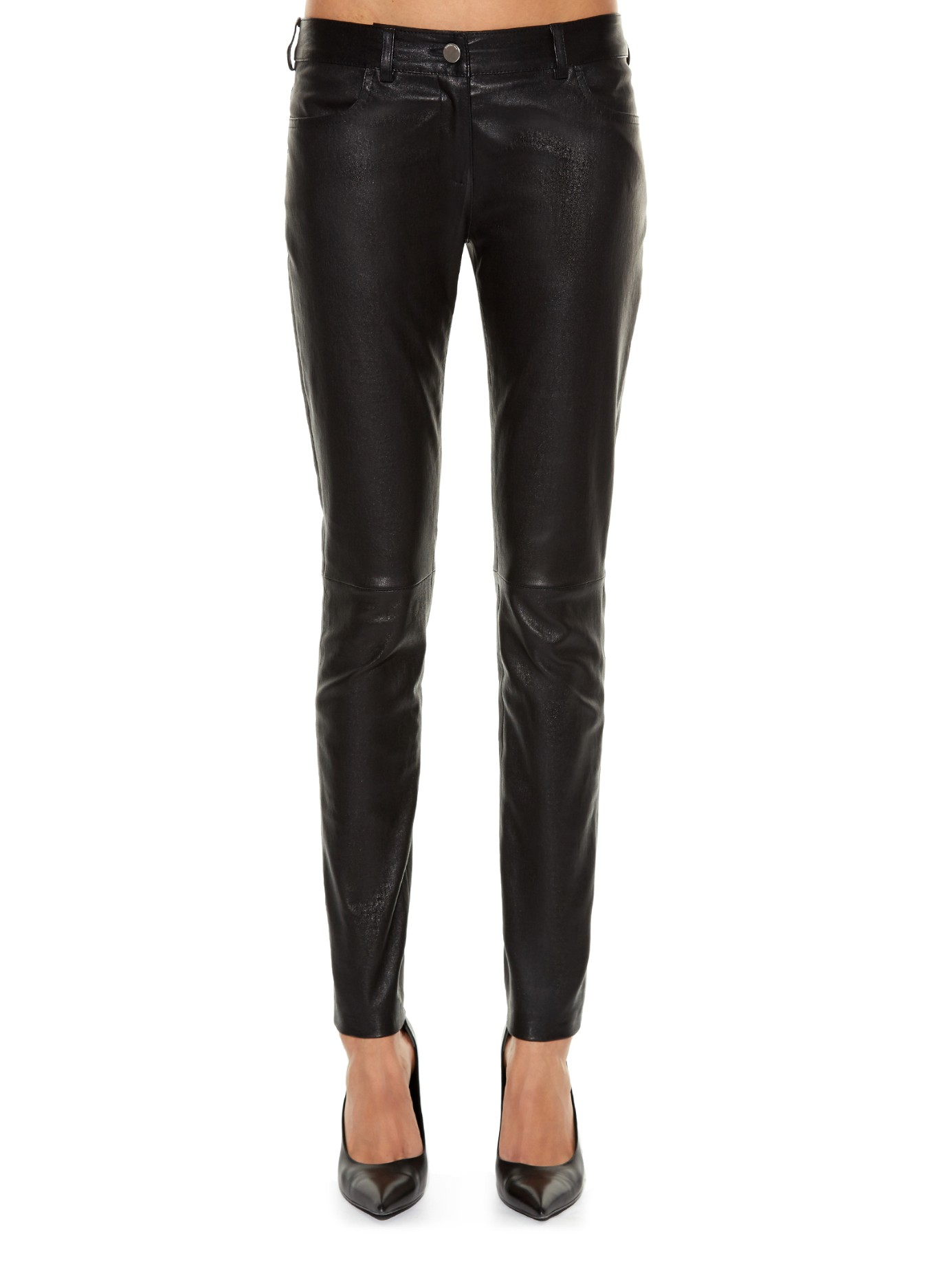 stretch leather trousers