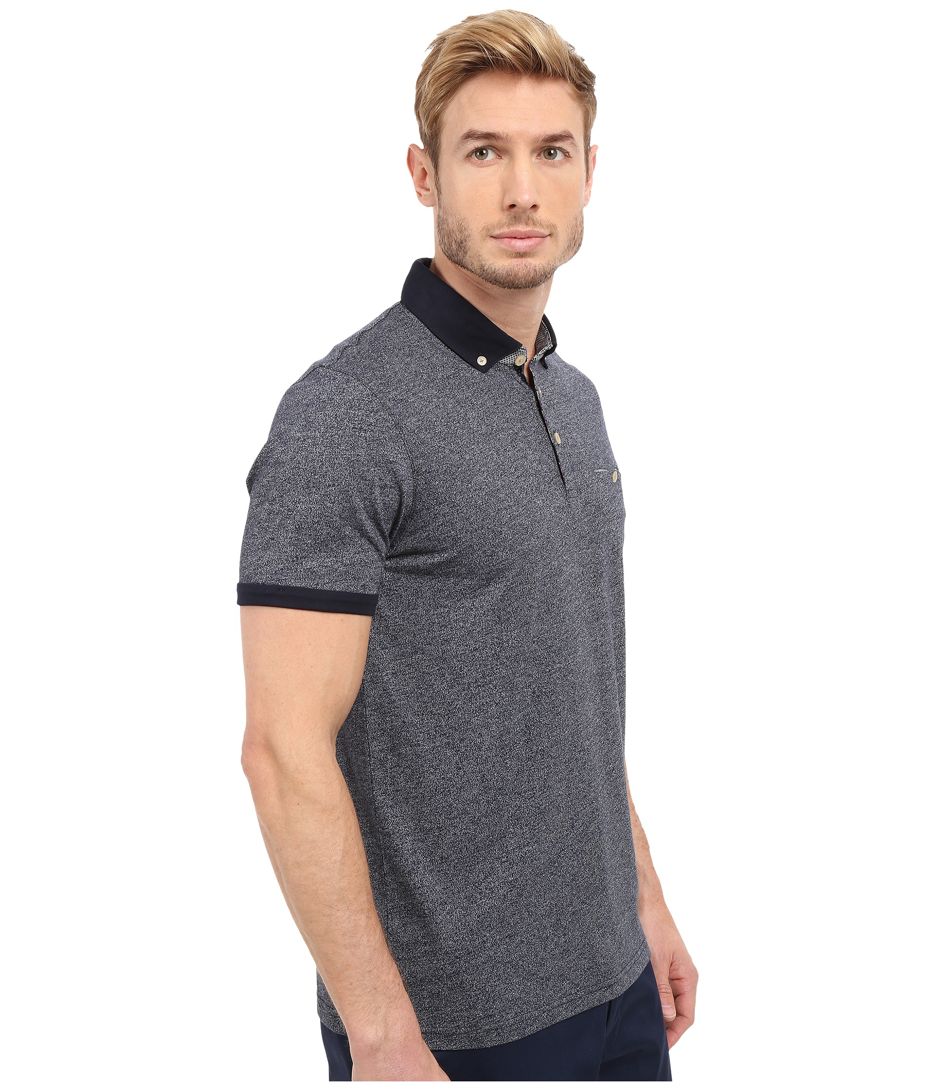 Ted Baker Gangnam Rolled Cuff Short Sleeve Polo in Blue for Men - Lyst