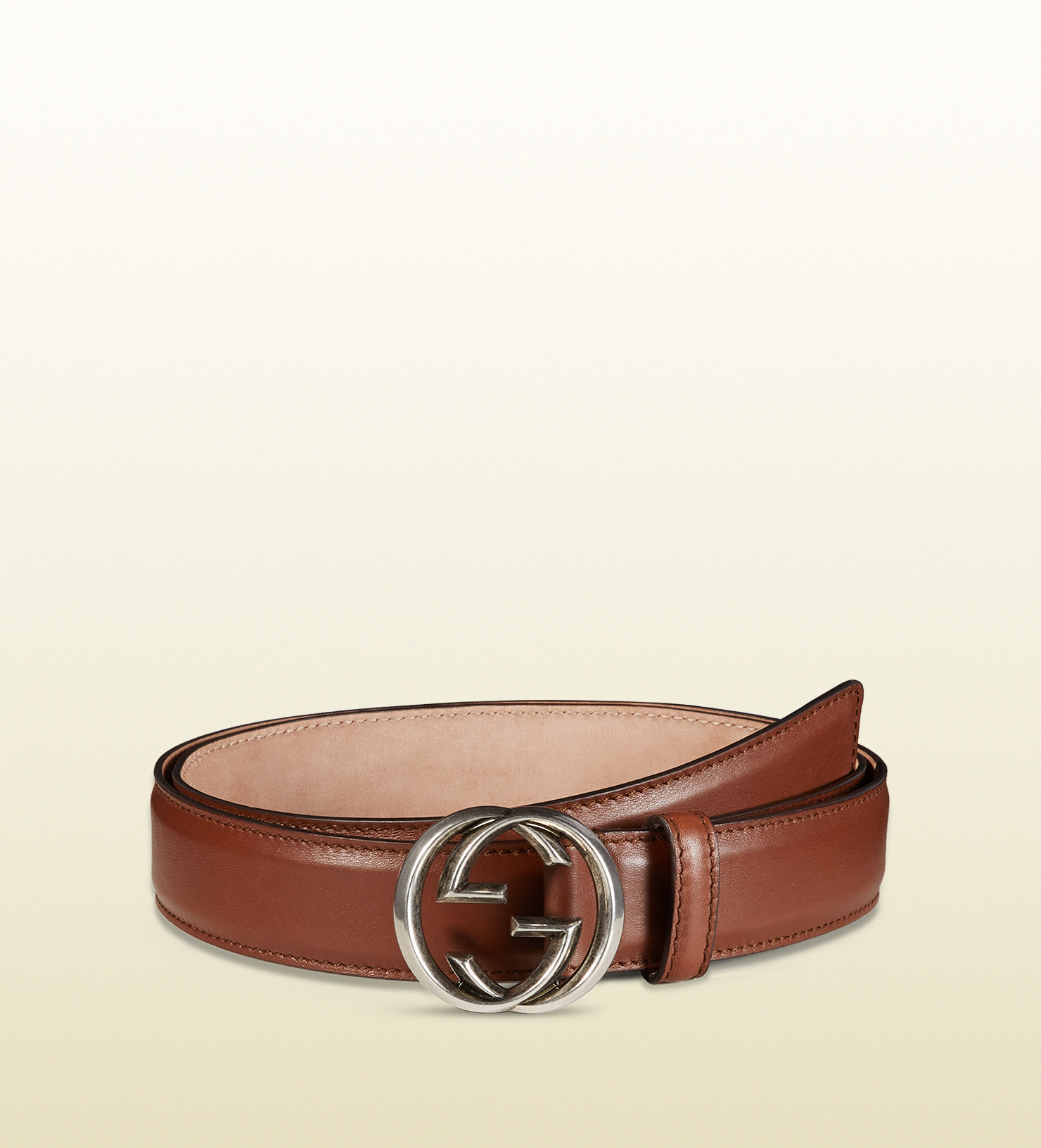 Gucci Leather Belt With Interlocking G Buckle in Brown for Men | Lyst