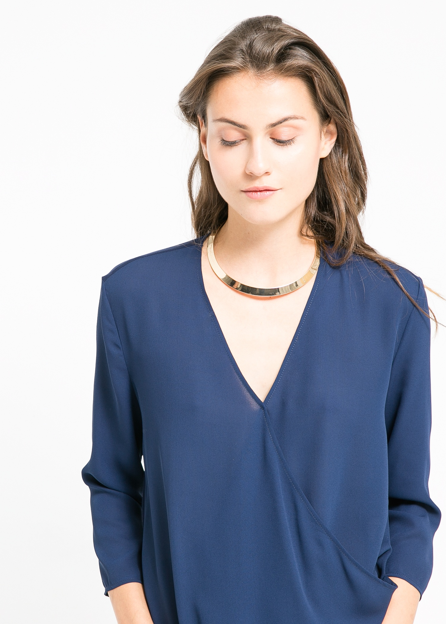 Mango Wrap Neckline Blouse in Blue Lyst