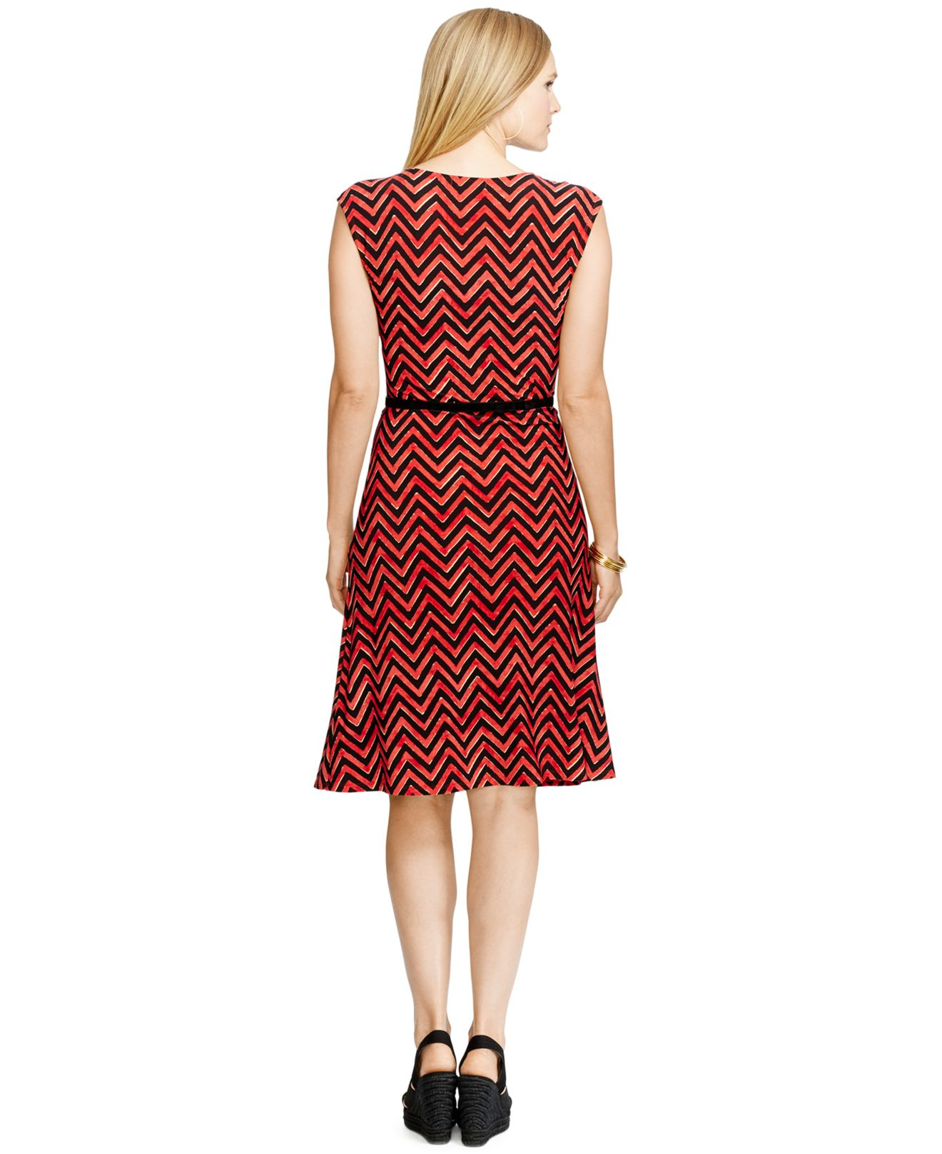 Lauren by ralph lauren Plus Size Belted Chevron Dress Lyst