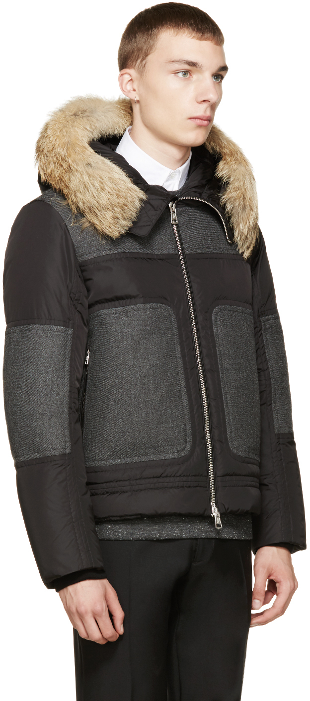 Moncler Synthetic Grey And Black Down Dedion Jacket in Gray for Men - Lyst