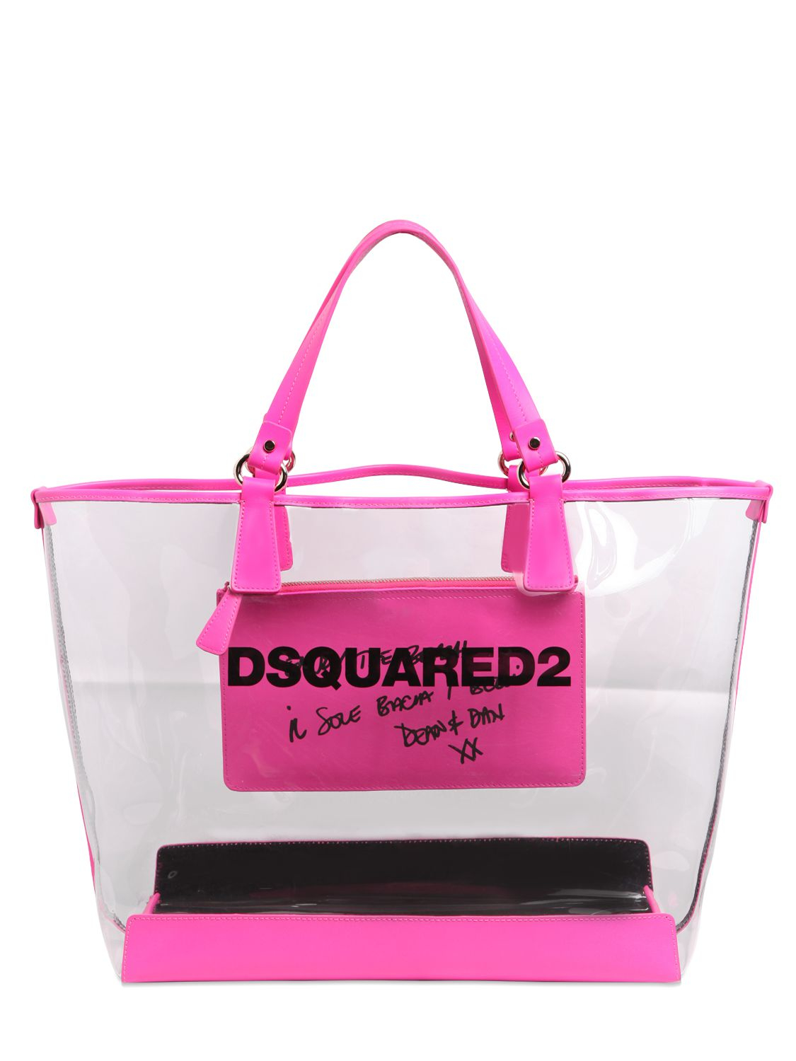 DSquared² Leather Logo Printed Pvc Beach Tote Bag in Fuchsia (Purple) - Lyst