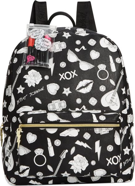 Betsey Johnson Color Me Backpack in White (Black) | Lyst